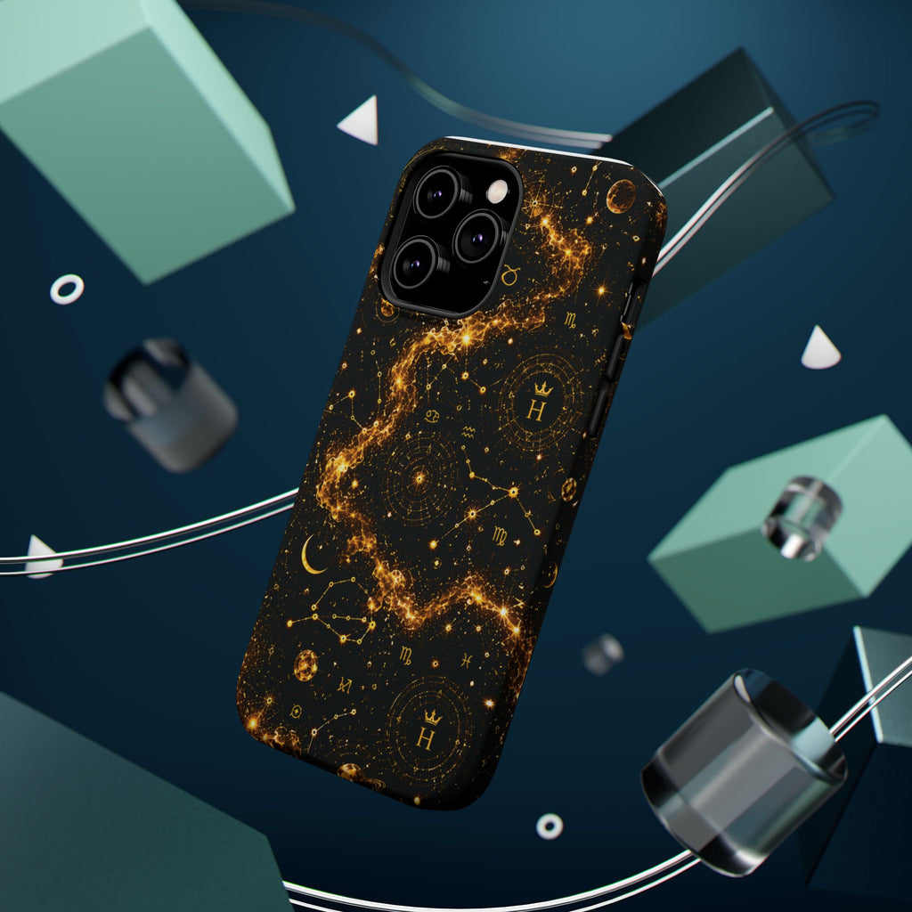 Galaxy Constellation Magnetic Phone Case — Gold Starfield Impact-Resistant