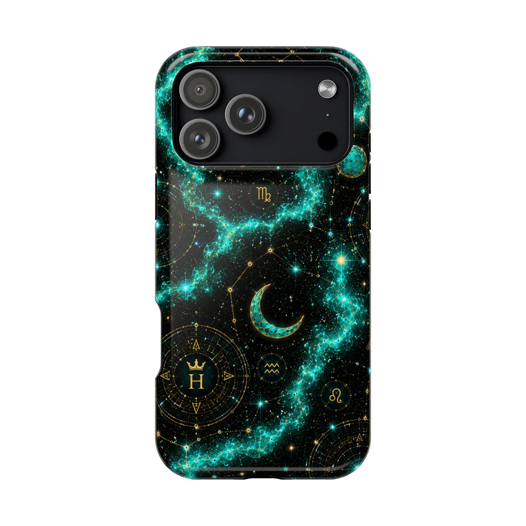 Pisces Aquamarine Birthstone Phone Case — Black Magnetic Impact-Resistant
