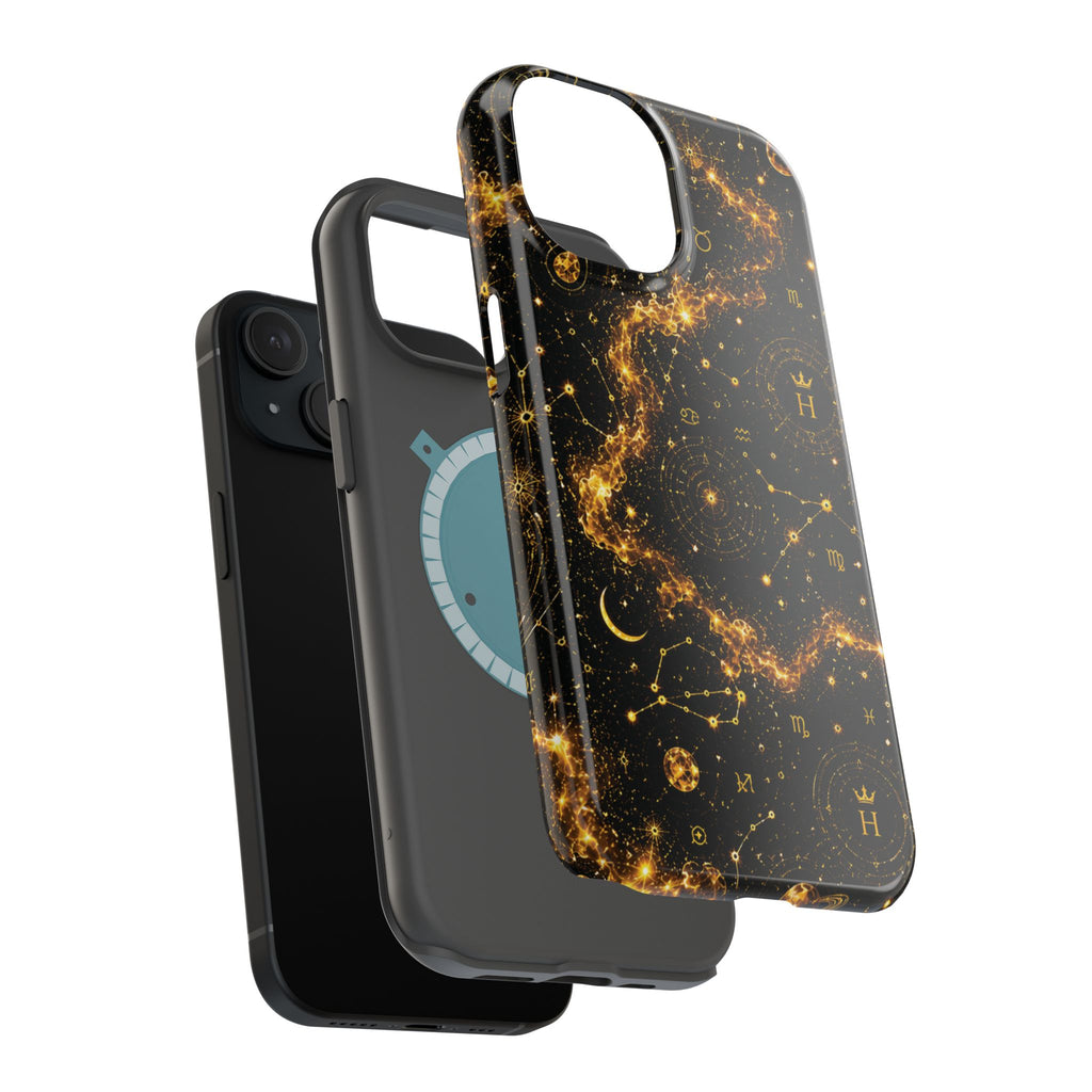 Galaxy Constellation Magnetic Phone Case — Gold Starfield Impact-Resistant