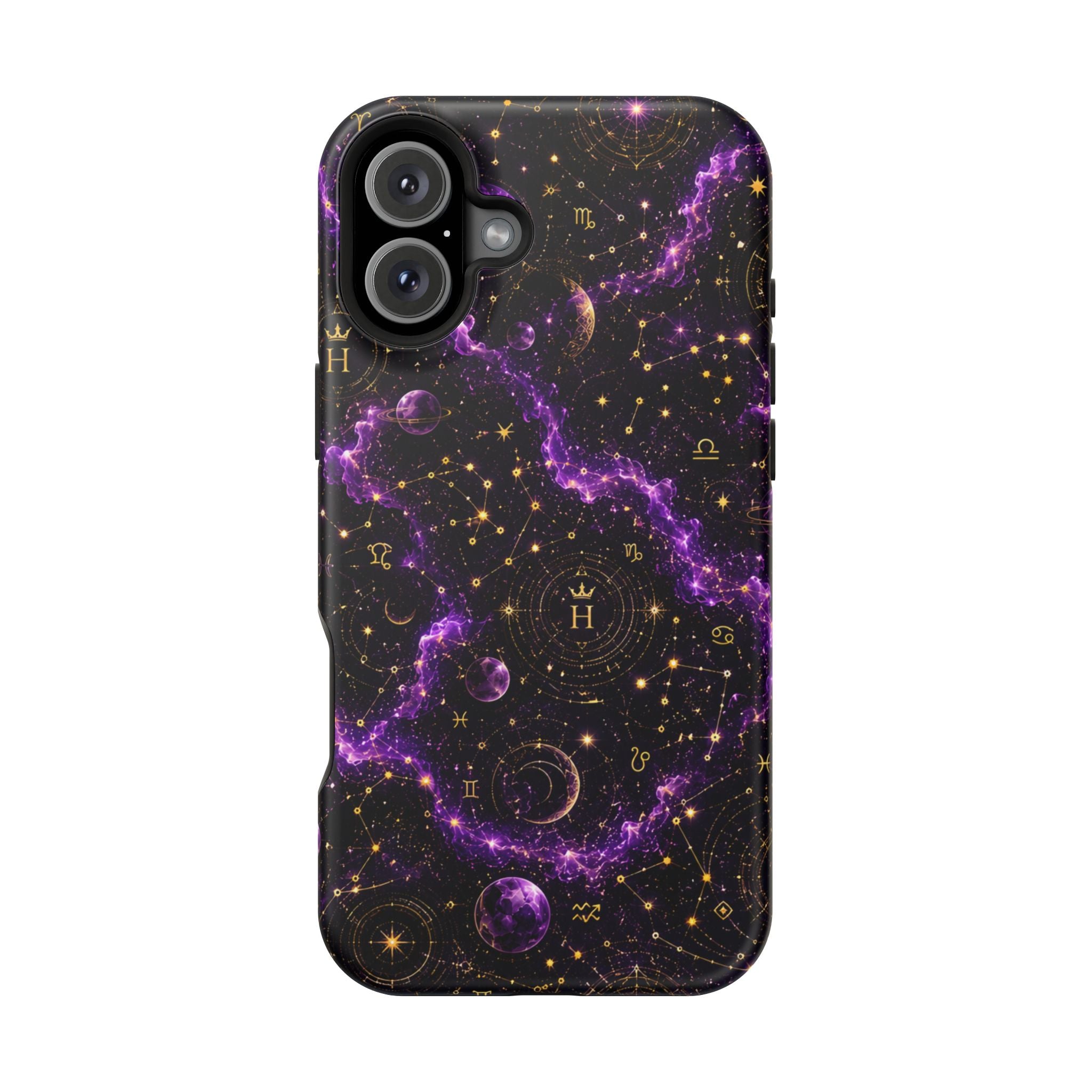 Aquarius Amethyst Birthstone Phone Case — Black Magnetic Impact-Resistant