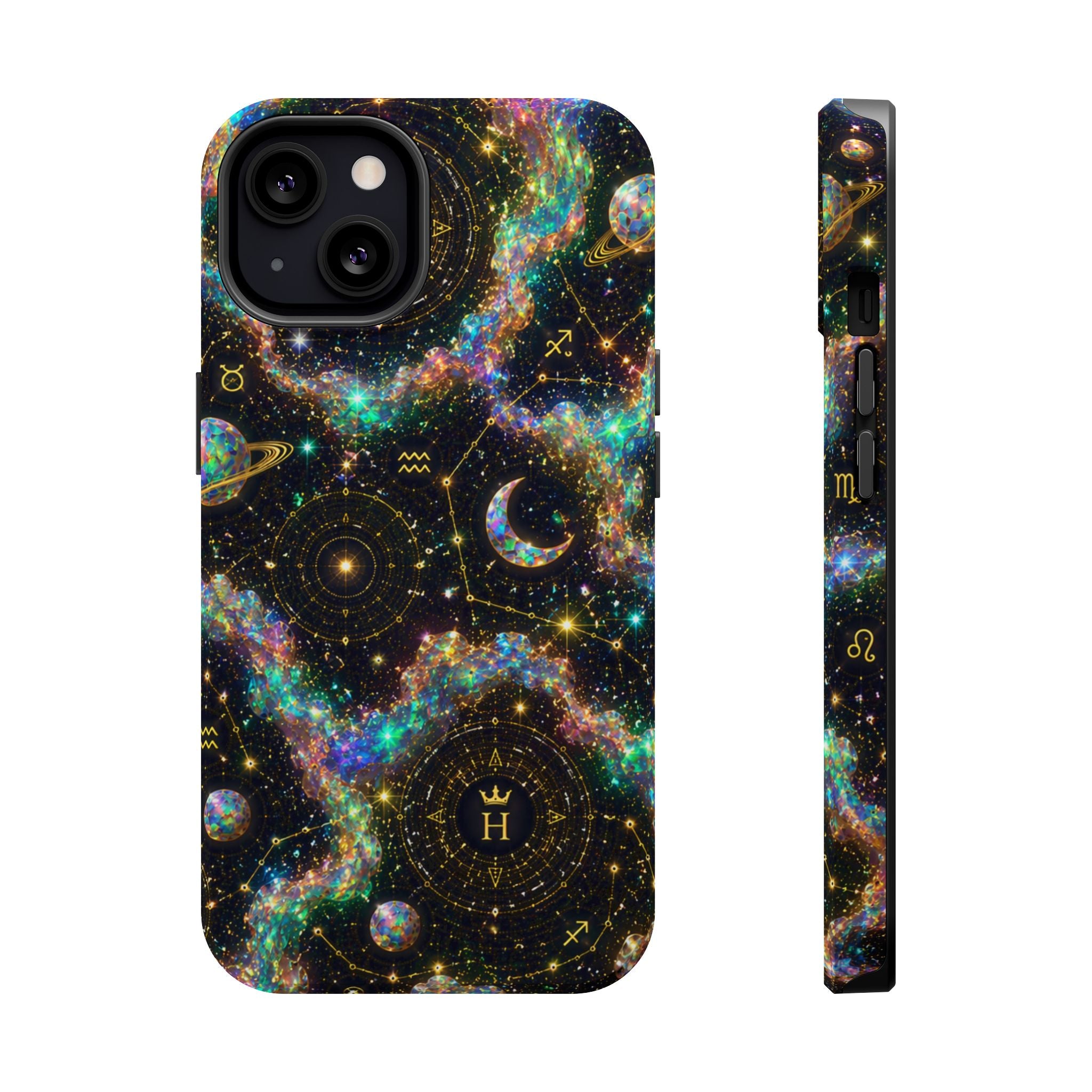 Libra Opal Birthstone Phone Case — Black Magnetic Impact-Resistant