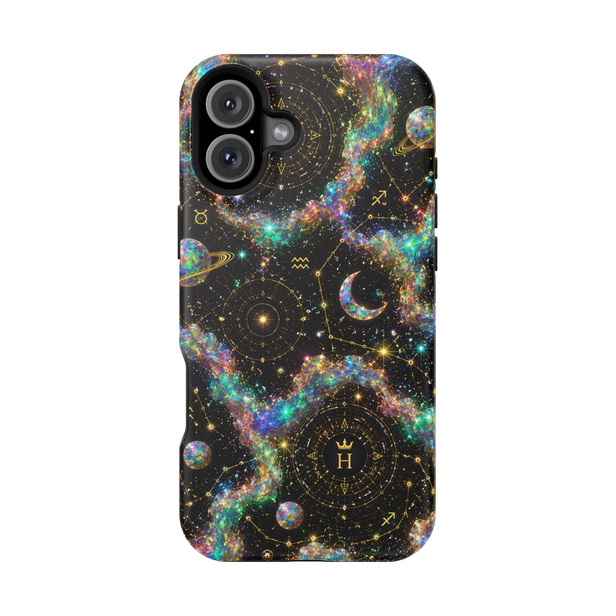 Libra Opal Birthstone Phone Case — Black Magnetic Impact-Resistant