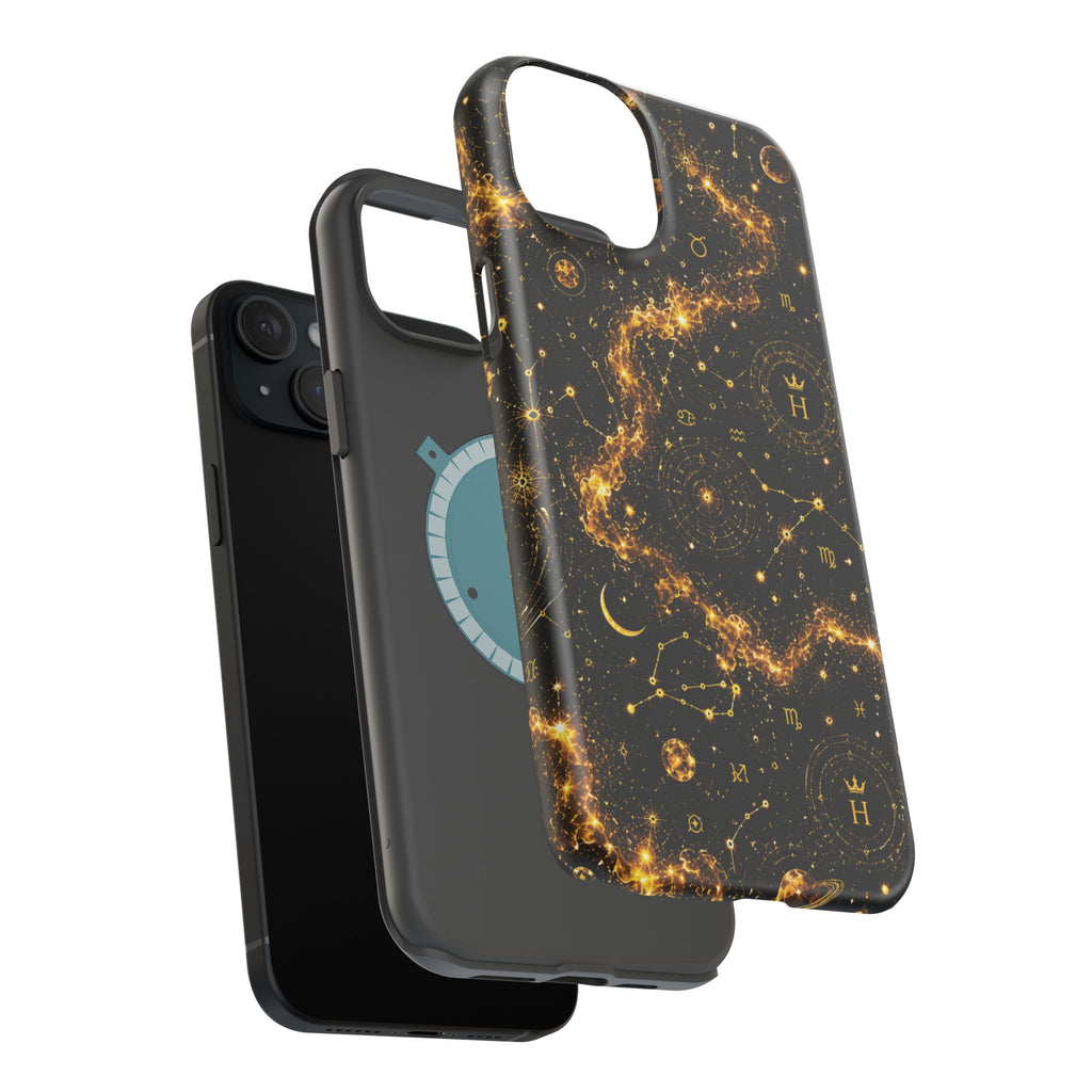 Galaxy Constellation Magnetic Phone Case — Gold Starfield Impact-Resistant
