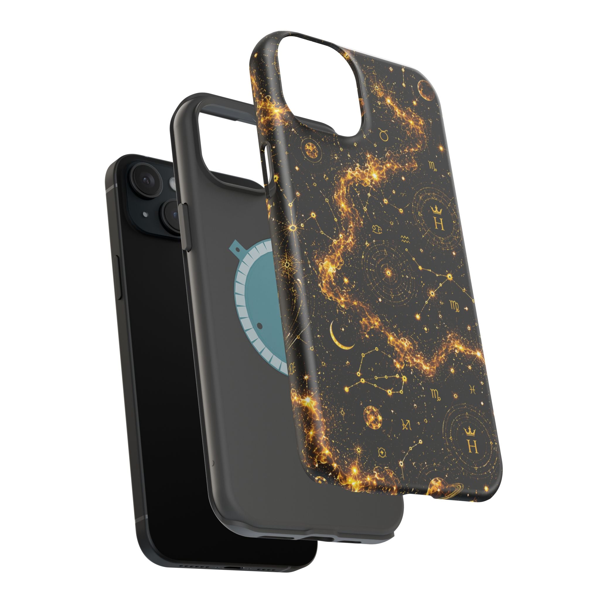 Galaxy Constellation Magnetic Phone Case — Gold Starfield Impact-Resistant