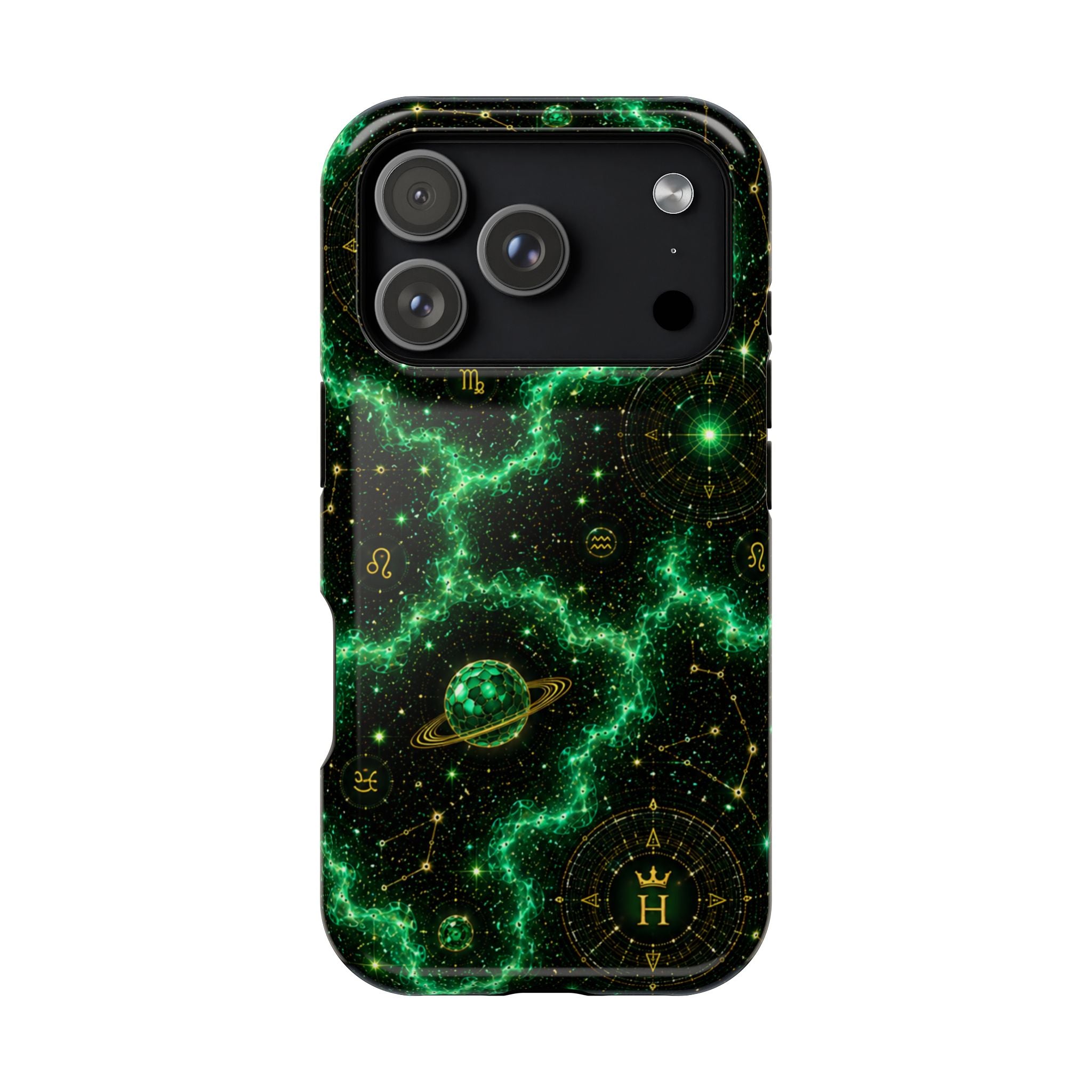 Taurus Emerald Birthstone Phone Case — Black Magnetic Impact-Resistant