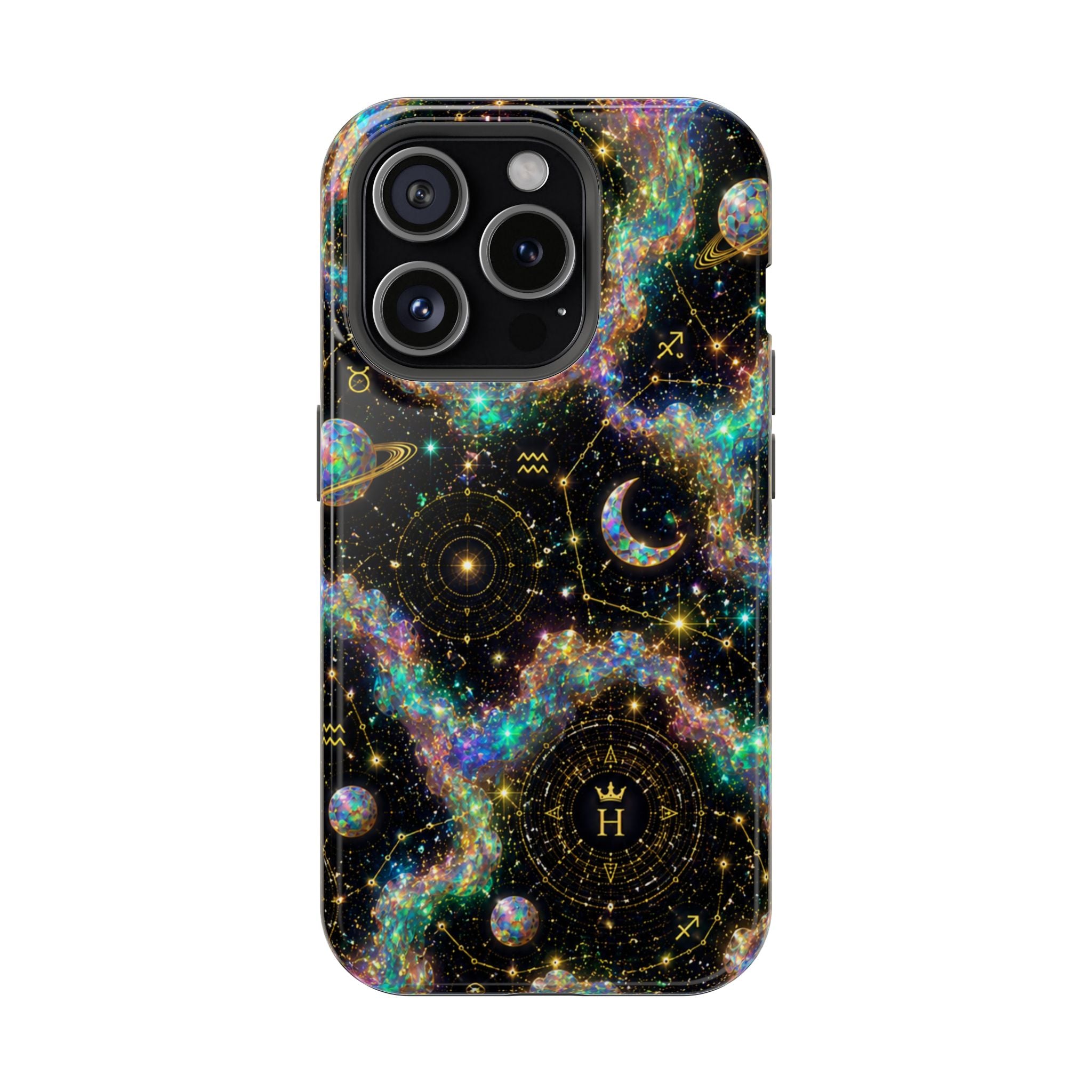 Libra Opal Birthstone Phone Case — Black Magnetic Impact-Resistant