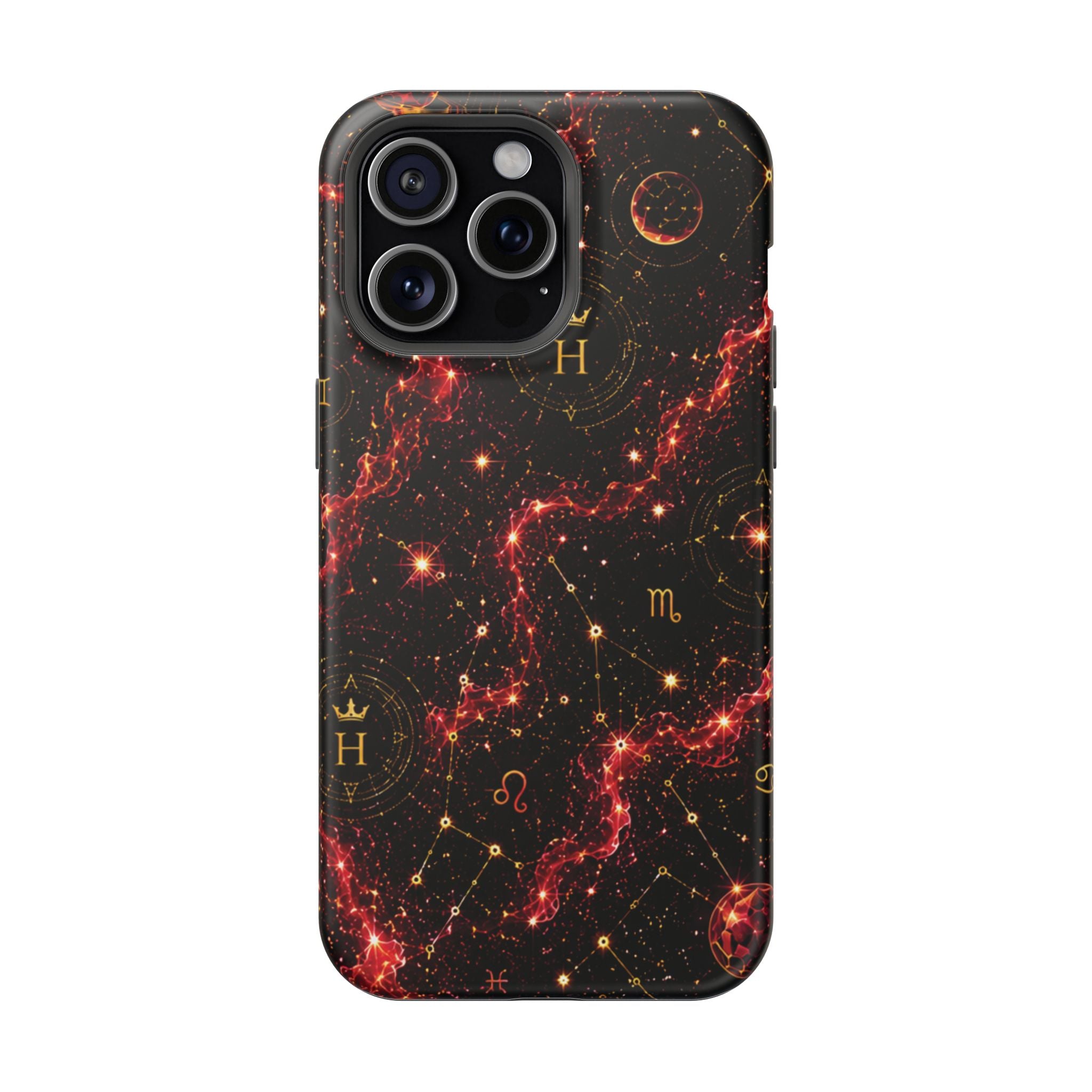 Capricorn Garnet Birthstone Phone Case — Black Magnetic Impact-Resistant