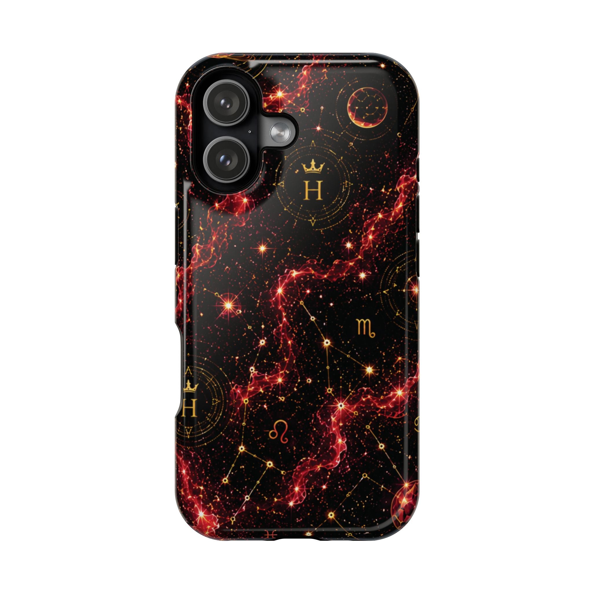 Capricorn Garnet Birthstone Phone Case — Black Magnetic Impact-Resistant