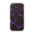 Clear Magnetic Phone Case — Purple Galaxy Constellation Design (Impact-Resistant)