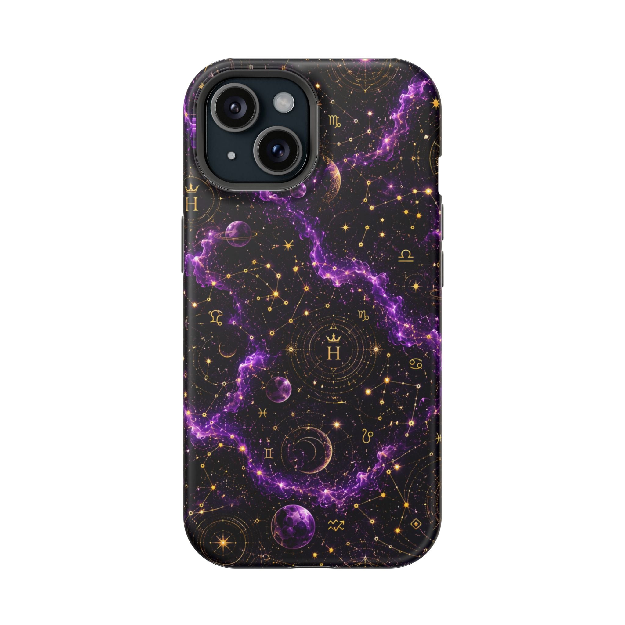 Aquarius Amethyst Birthstone Phone Case — Black Magnetic Impact-Resistant