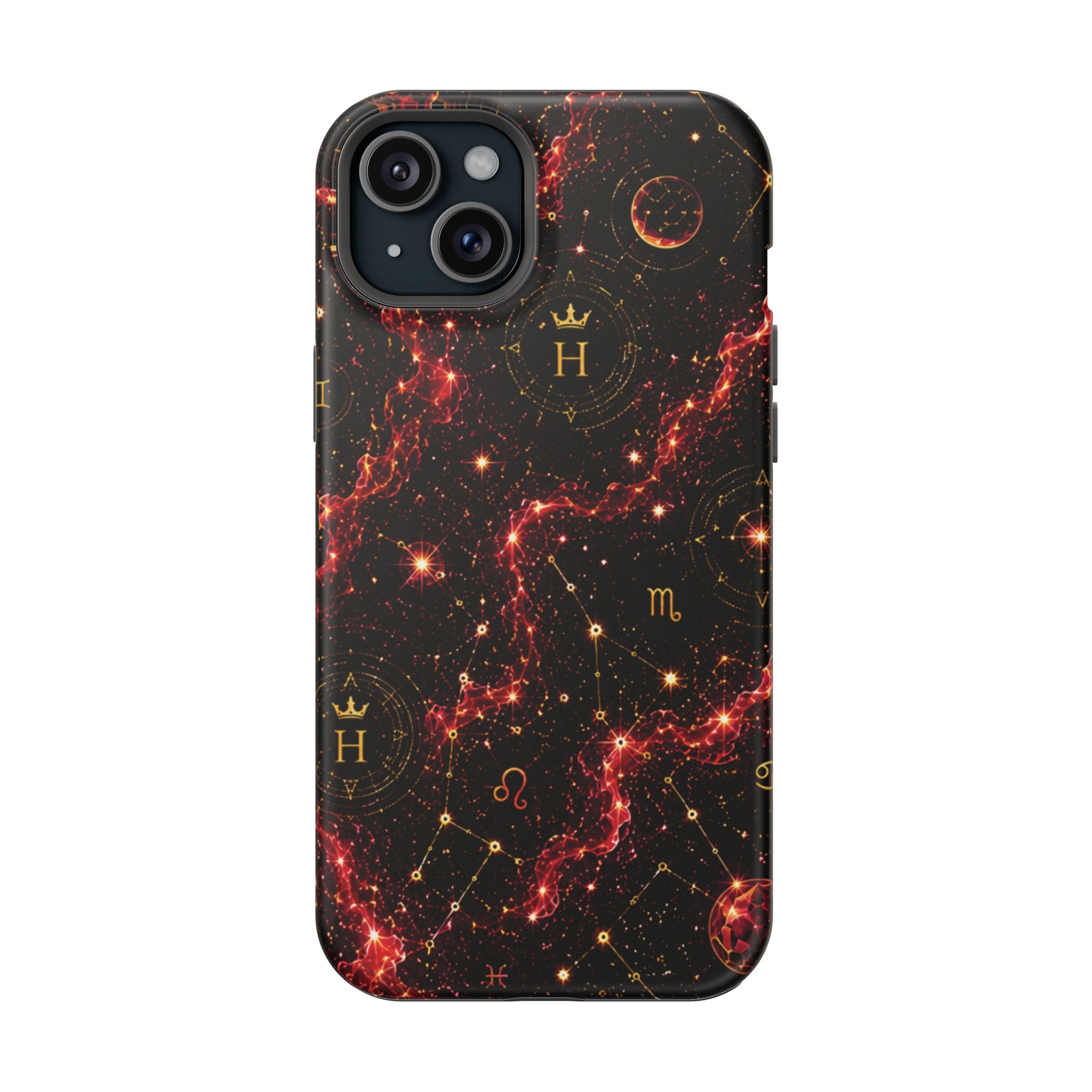 Capricorn Garnet Birthstone Phone Case — Black Magnetic Impact-Resistant