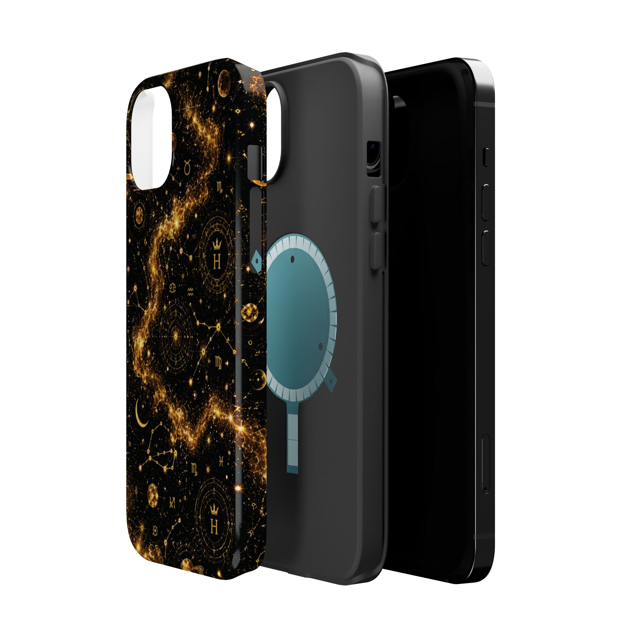 Galaxy Constellation Magnetic Phone Case — Gold Starfield Impact-Resistant