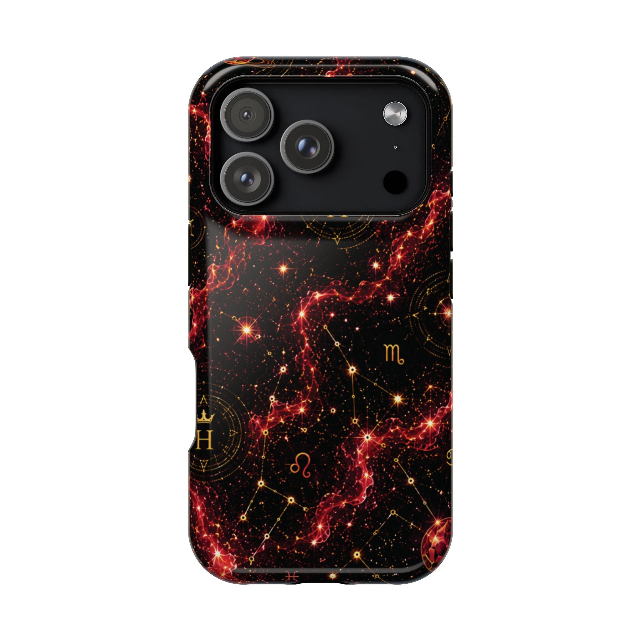Capricorn Garnet Birthstone Phone Case — Black Magnetic Impact-Resistant