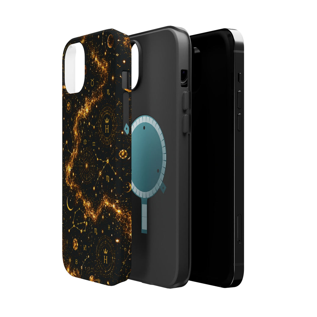 Galaxy Constellation Magnetic Phone Case — Gold Starfield Impact-Resistant