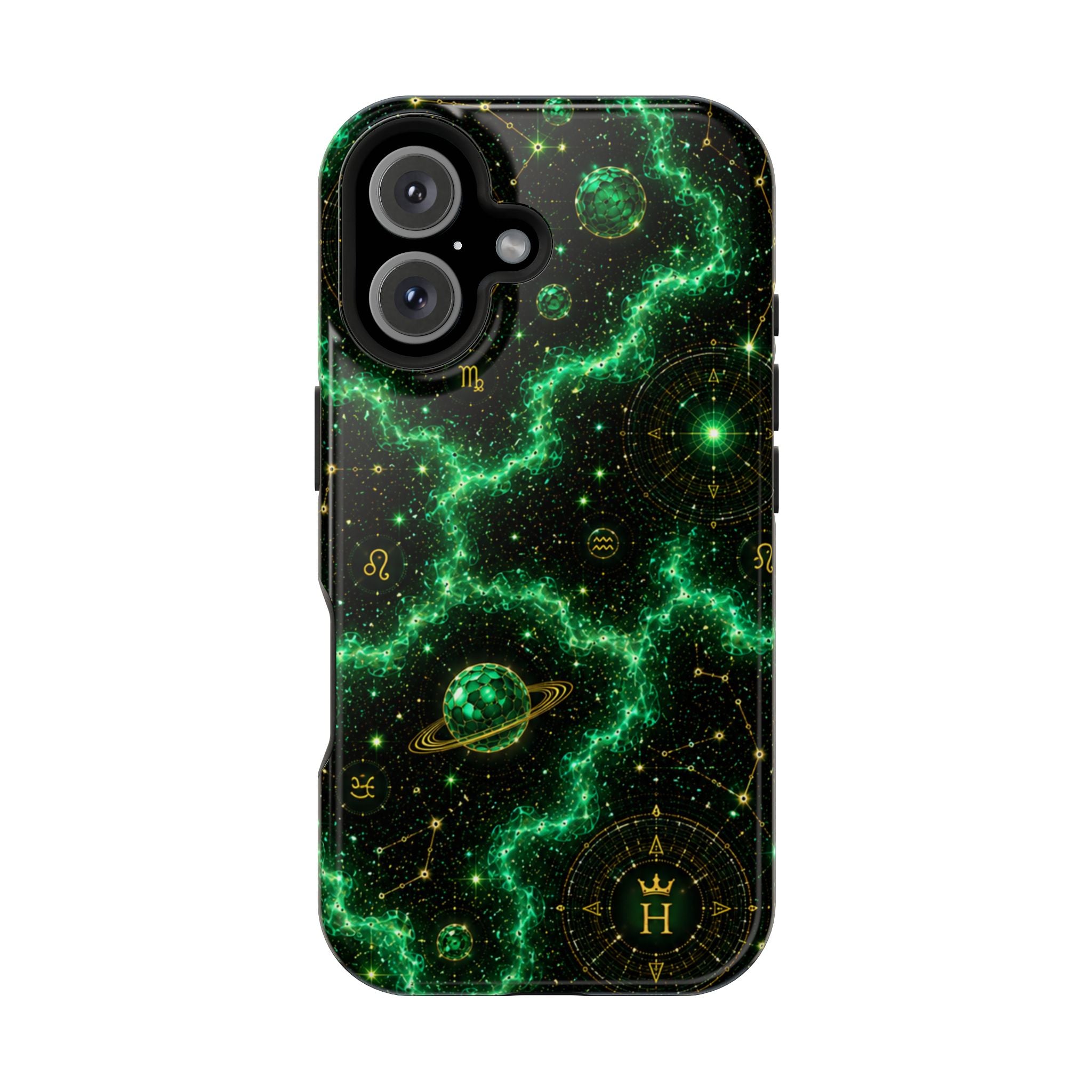 Taurus Emerald Birthstone Phone Case — Black Magnetic Impact-Resistant