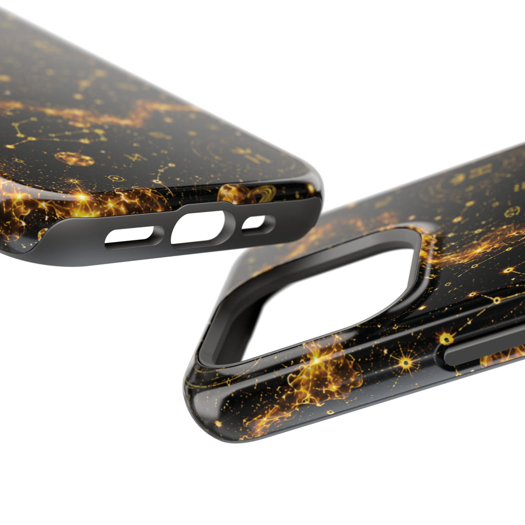 Galaxy Constellation Magnetic Phone Case — Gold Starfield Impact-Resistant