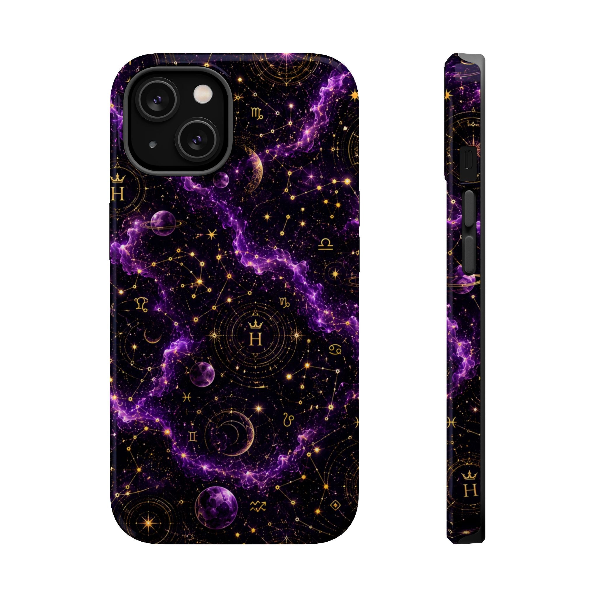 Aquarius Amethyst Birthstone Phone Case — Black Magnetic Impact-Resistant