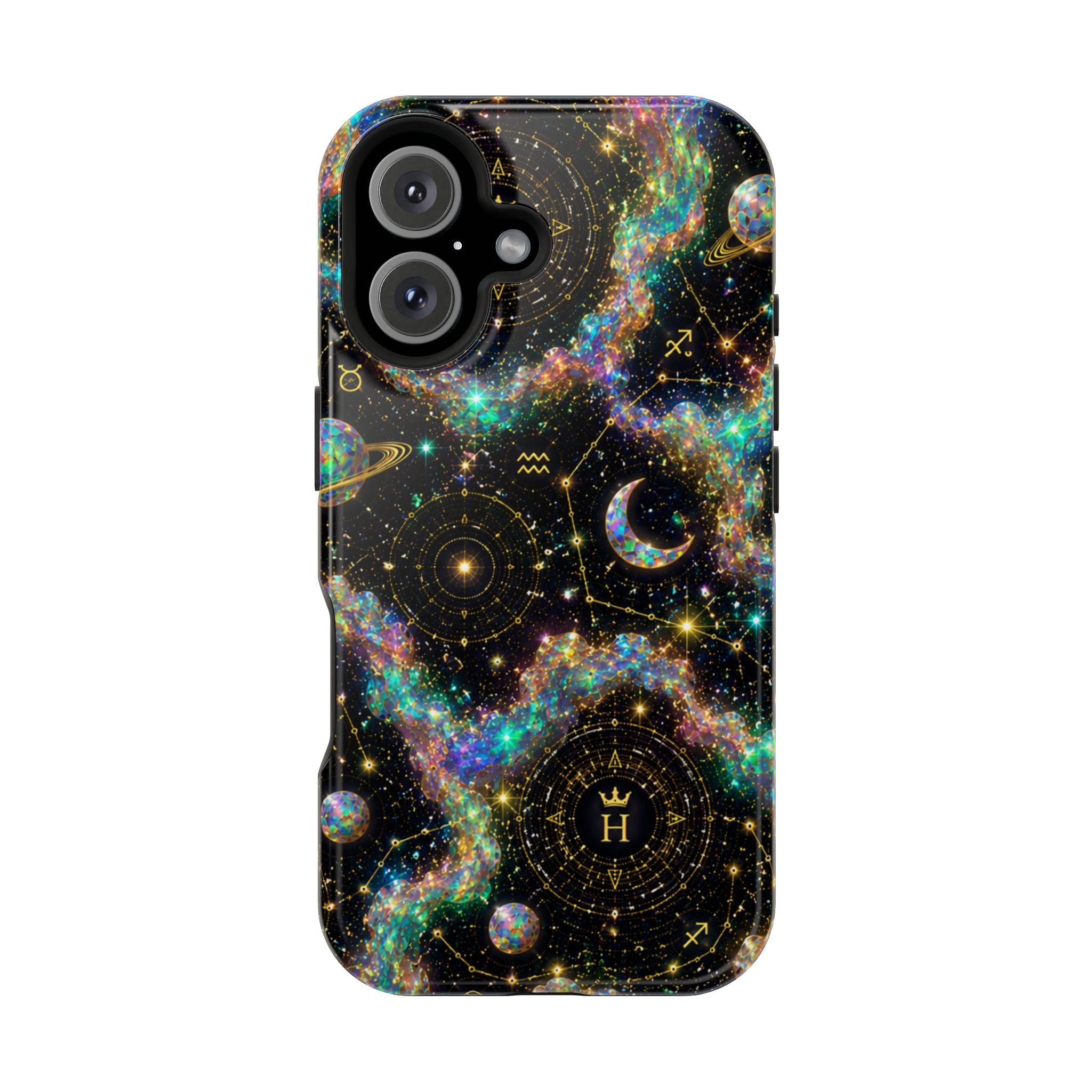 Libra Opal Birthstone Phone Case — Black Magnetic Impact-Resistant