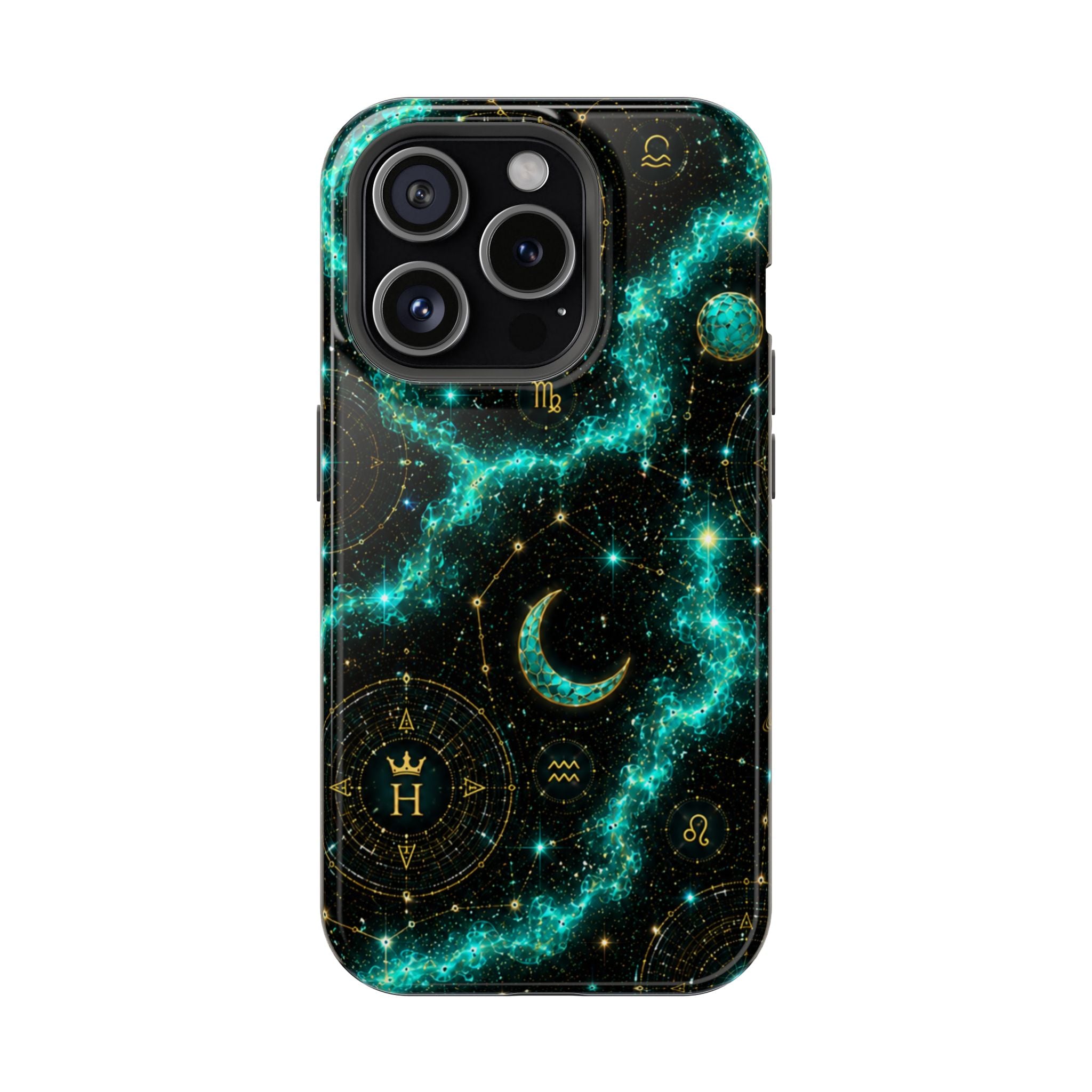Pisces Aquamarine Birthstone Phone Case — Black Magnetic Impact-Resistant