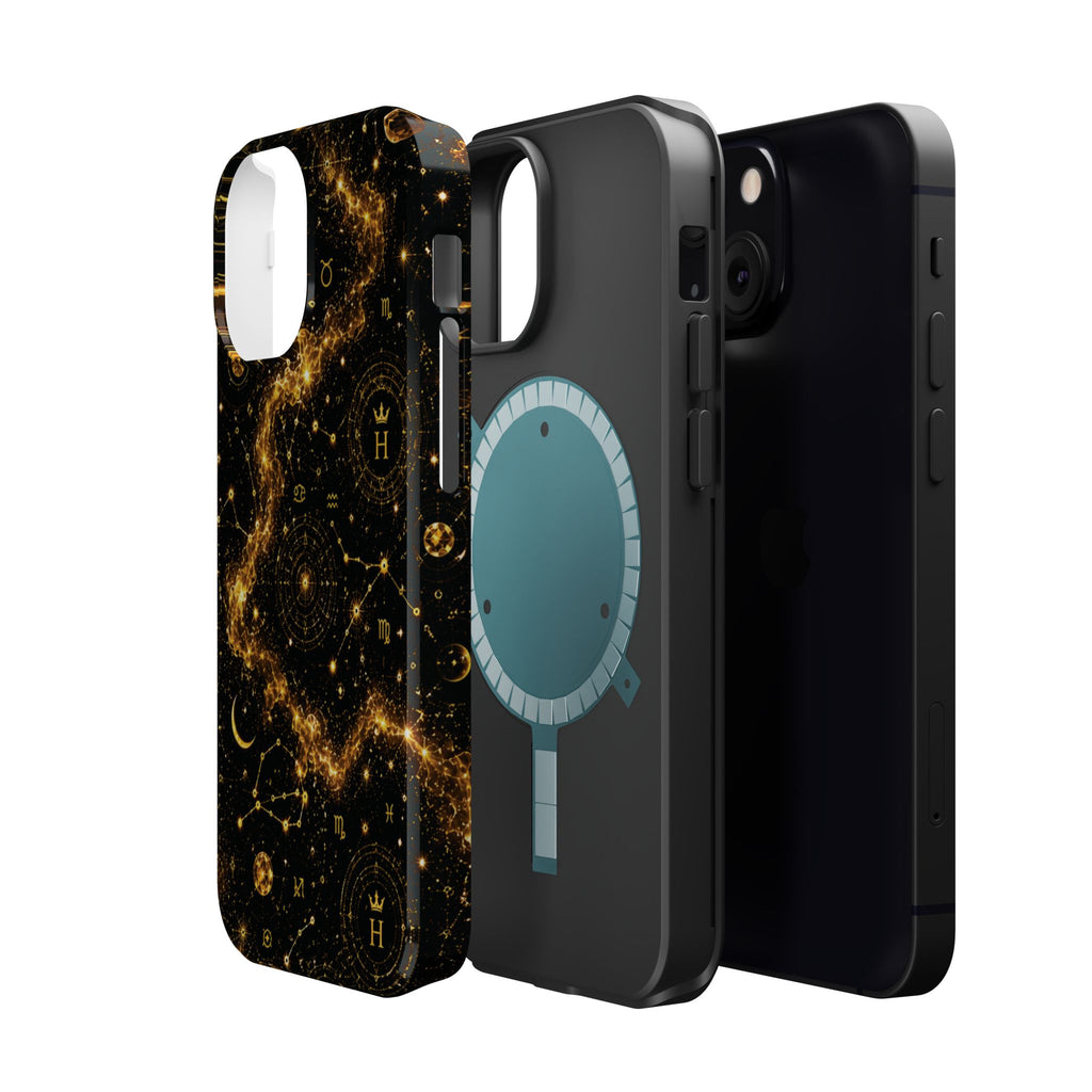 Galaxy Constellation Magnetic Phone Case — Gold Starfield Impact-Resistant