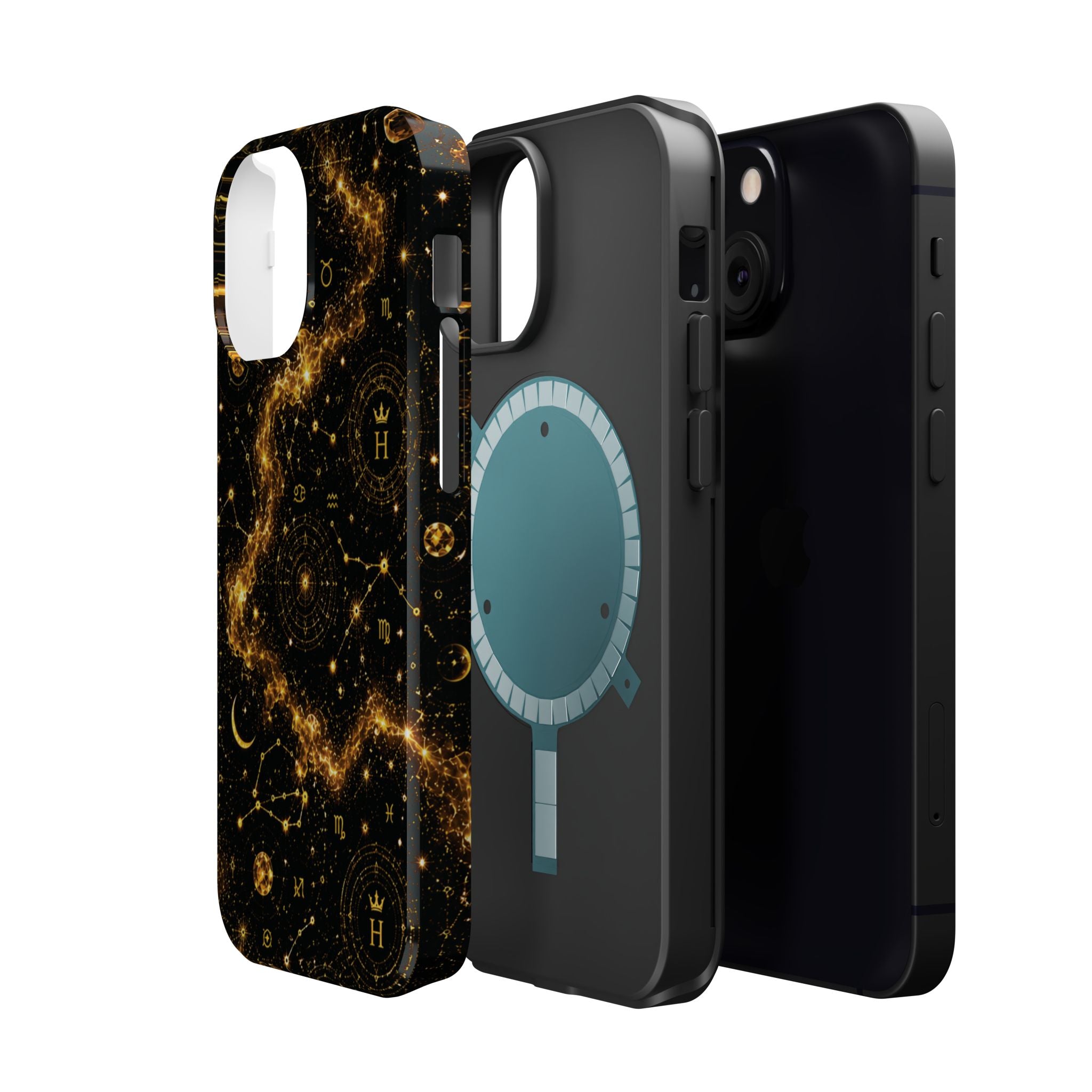 Galaxy Constellation Magnetic Phone Case — Gold Starfield Impact-Resistant