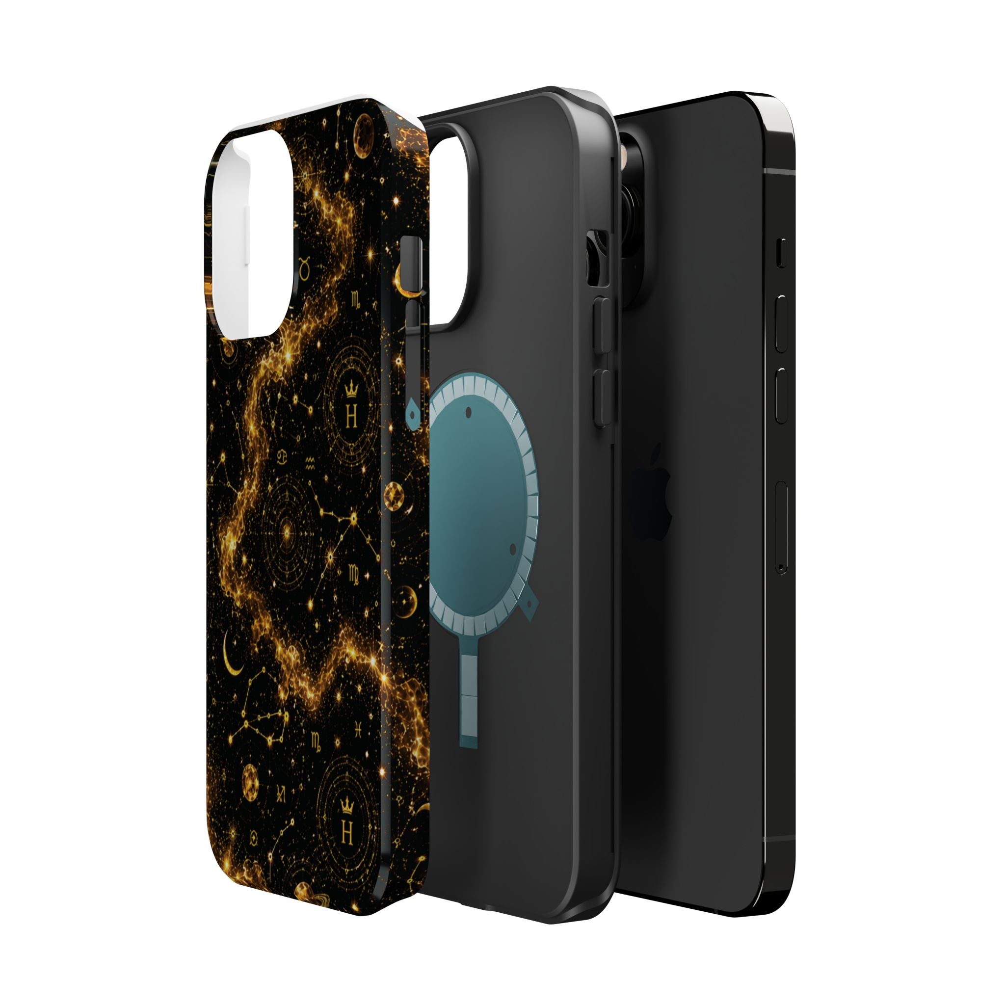 Galaxy Constellation Magnetic Phone Case — Gold Starfield Impact-Resistant