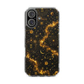 Astrology Galaxy Phone Case — Clear Magnetic Impact-Resistant Case with Golden Constellation & Moon Design