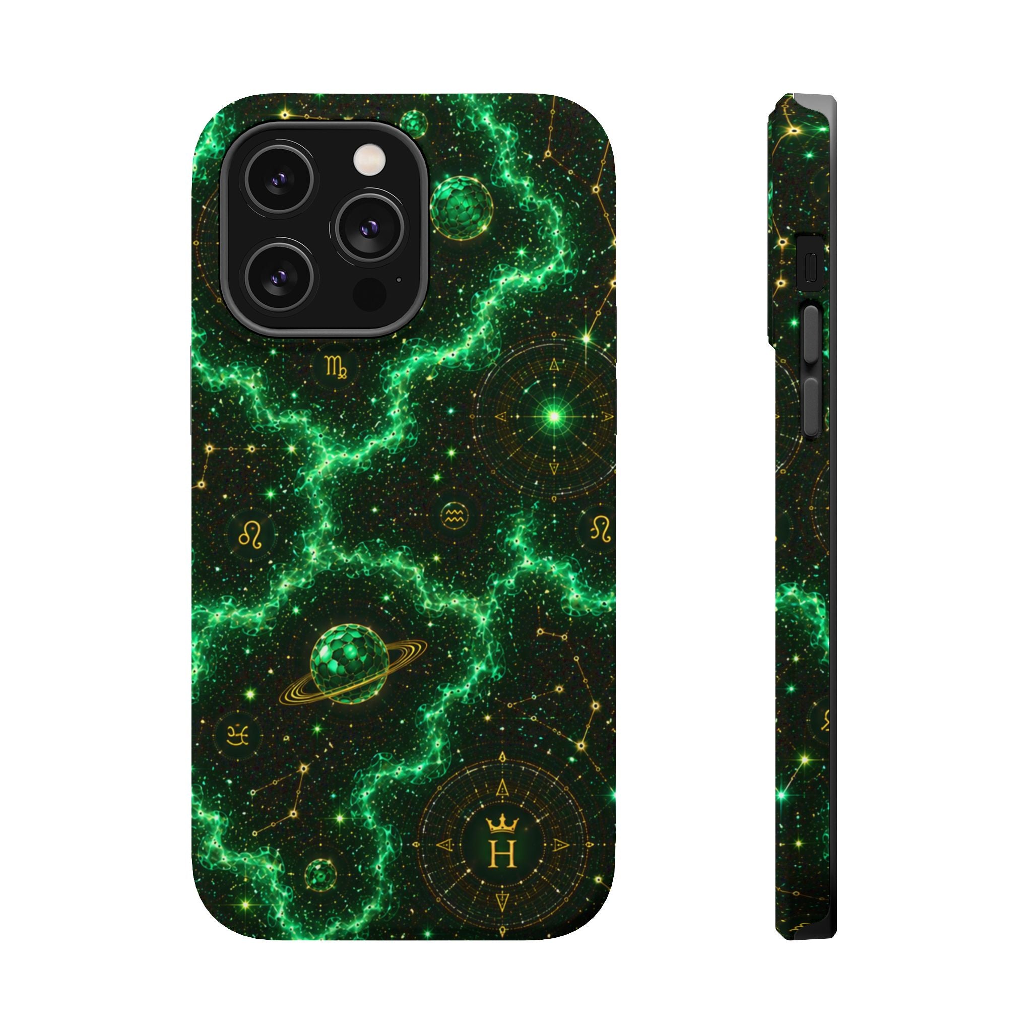 Taurus Emerald Birthstone Phone Case — Black Magnetic Impact-Resistant