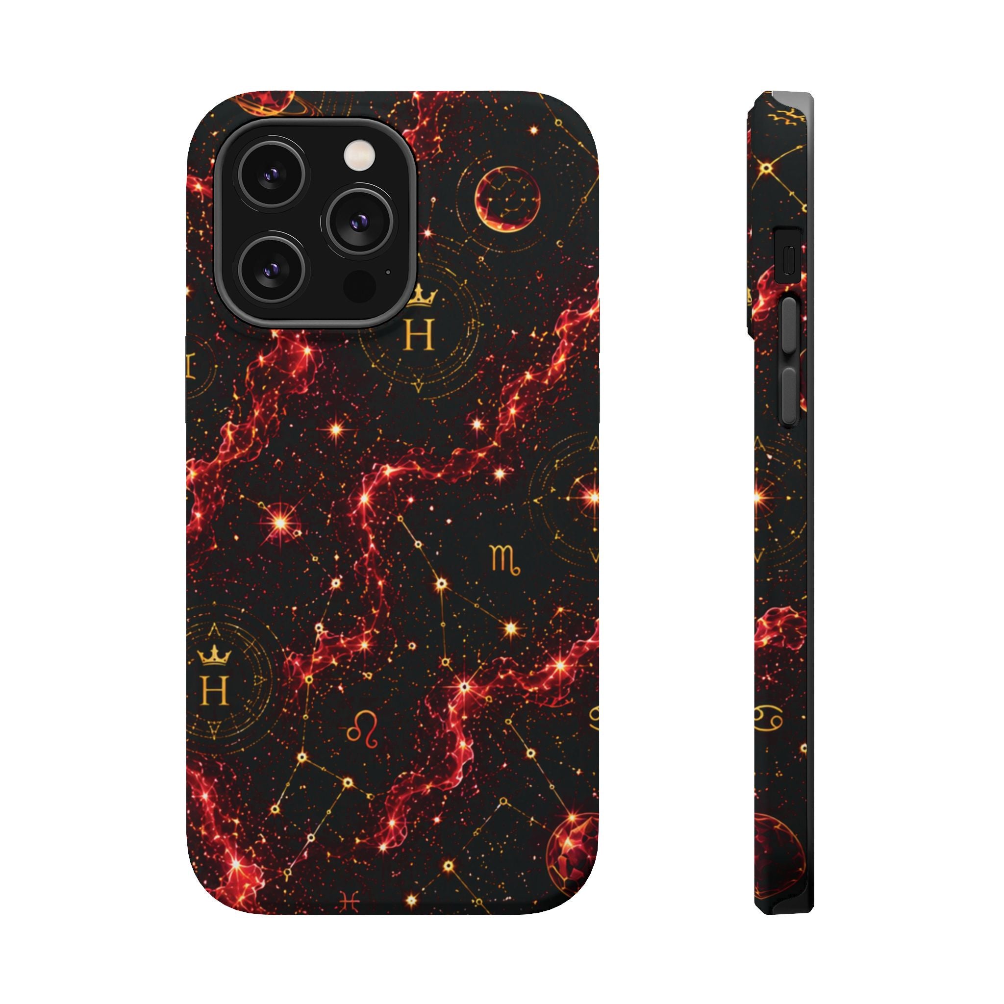 Capricorn Garnet Birthstone Phone Case — Black Magnetic Impact-Resistant