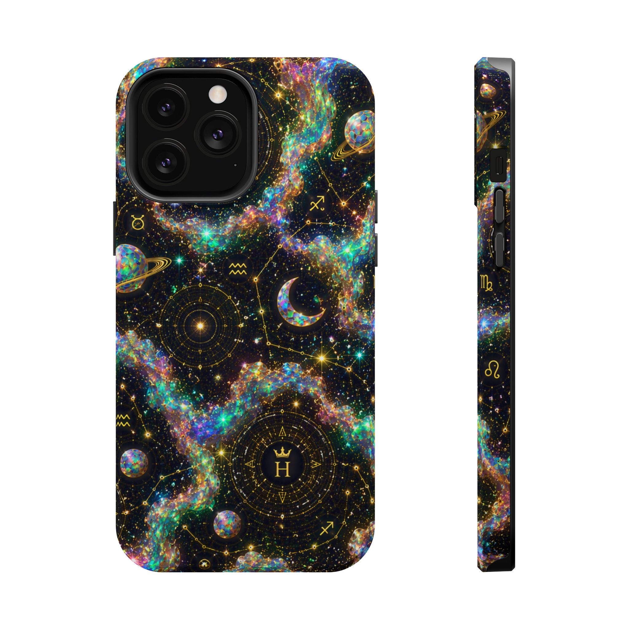 Libra Opal Birthstone Phone Case — Black Magnetic Impact-Resistant