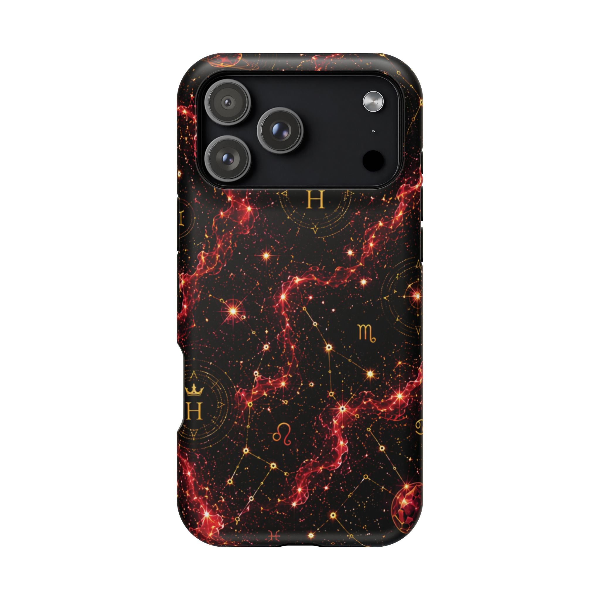 Capricorn Garnet Birthstone Phone Case — Black Magnetic Impact-Resistant