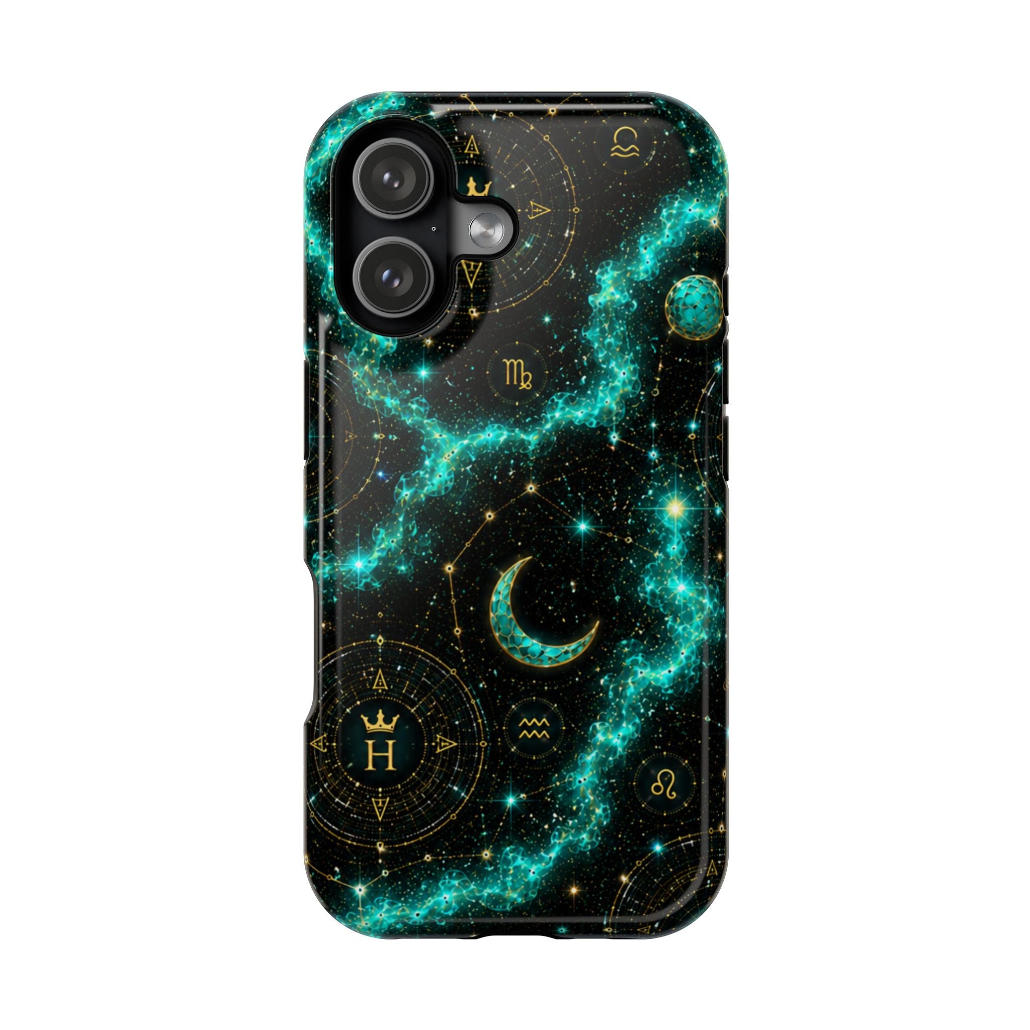 Pisces Aquamarine Birthstone Phone Case — Black Magnetic Impact-Resistant