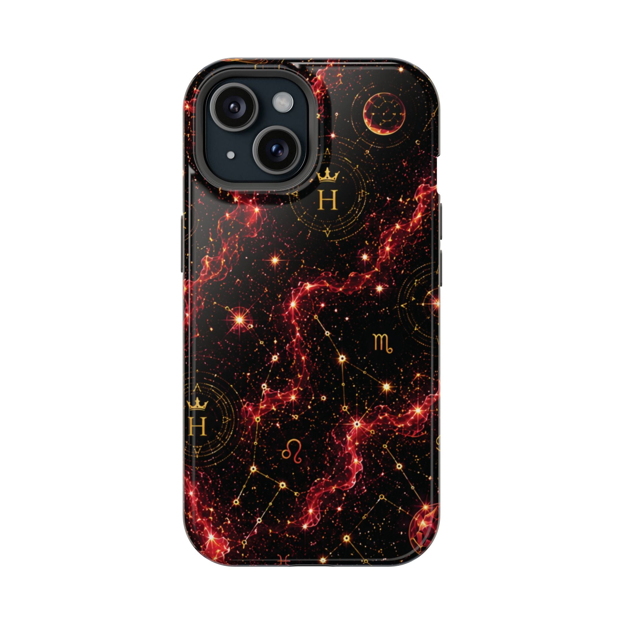 Capricorn Garnet Birthstone Phone Case — Black Magnetic Impact-Resistant