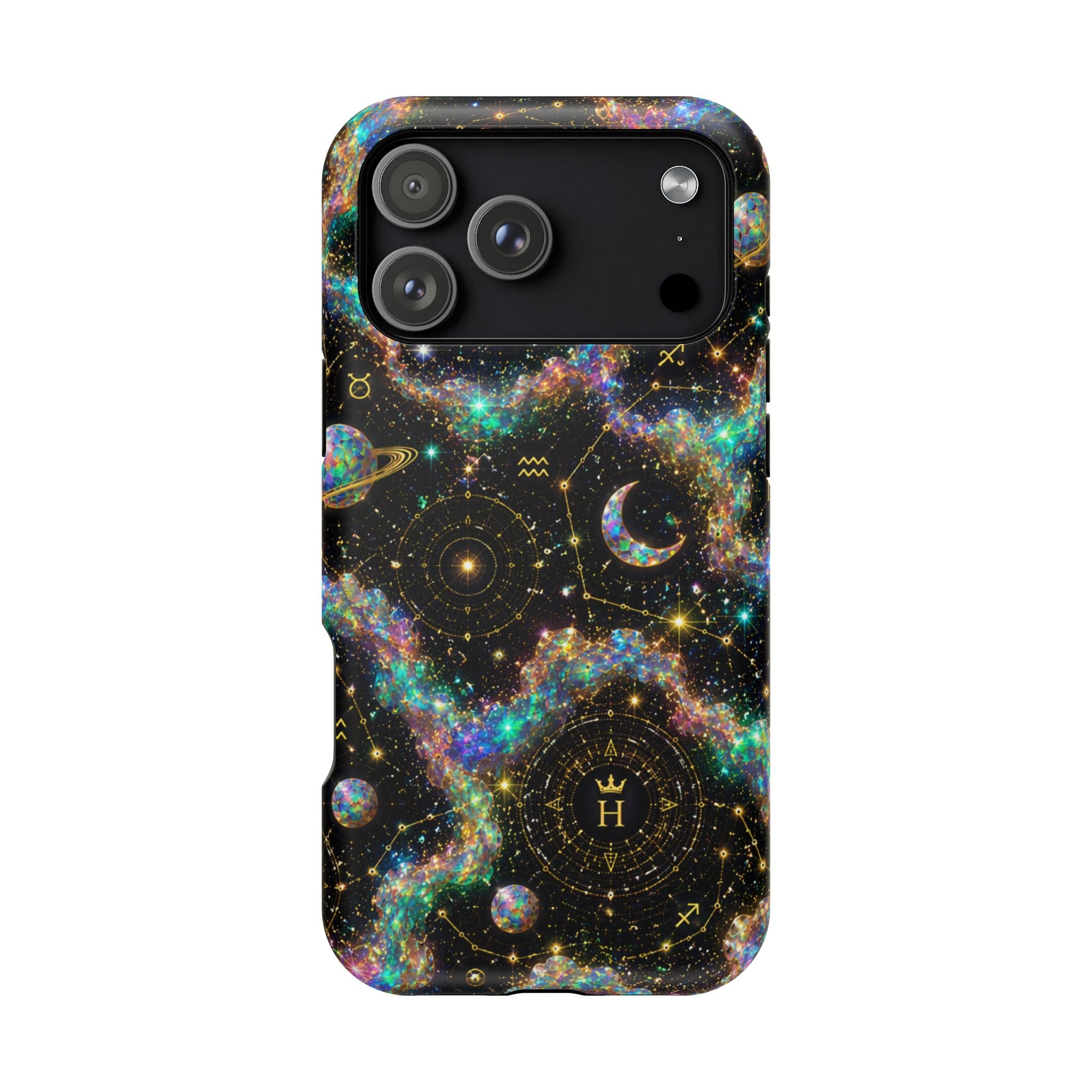 Libra Opal Birthstone Phone Case — Black Magnetic Impact-Resistant