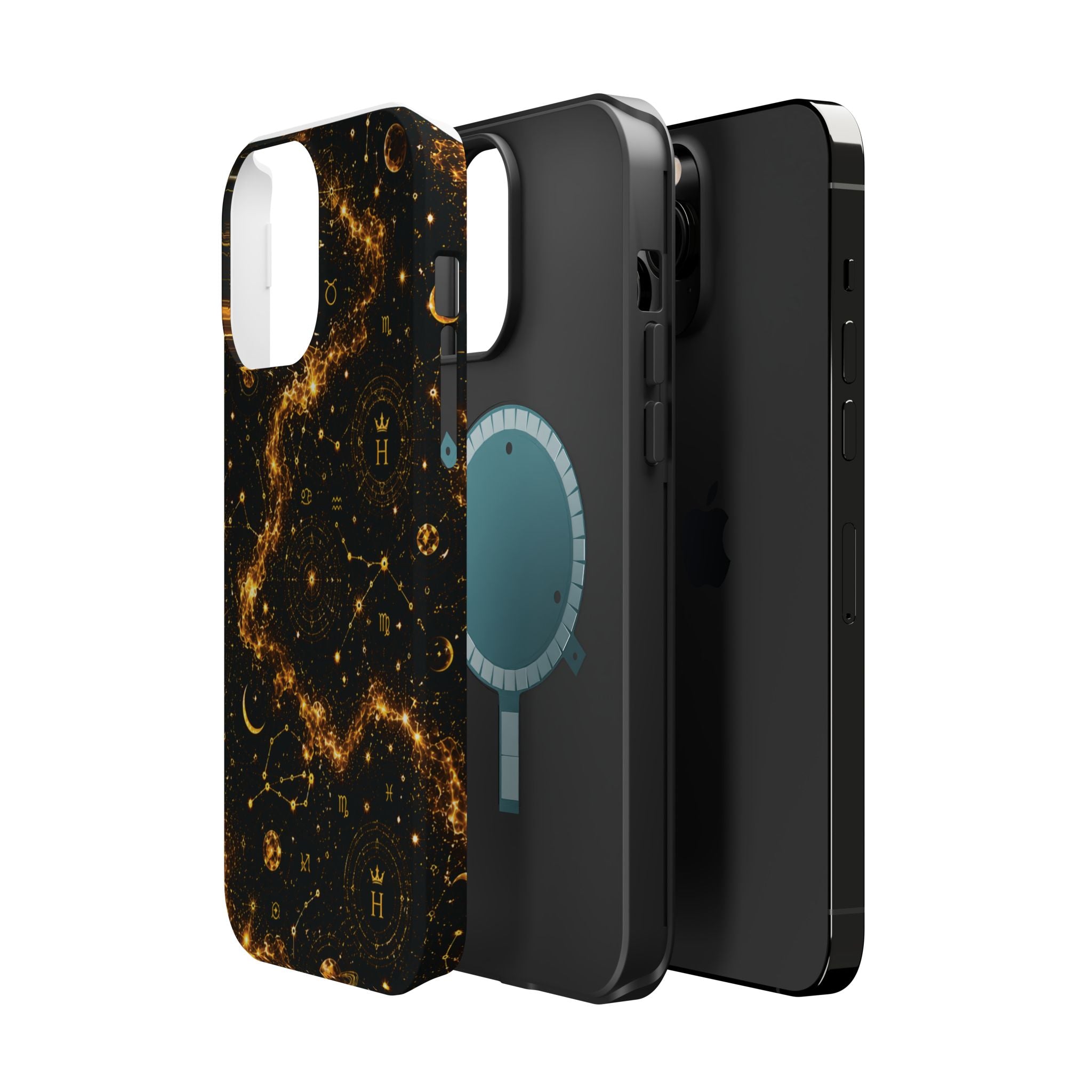 Galaxy Constellation Magnetic Phone Case — Gold Starfield Impact-Resistant