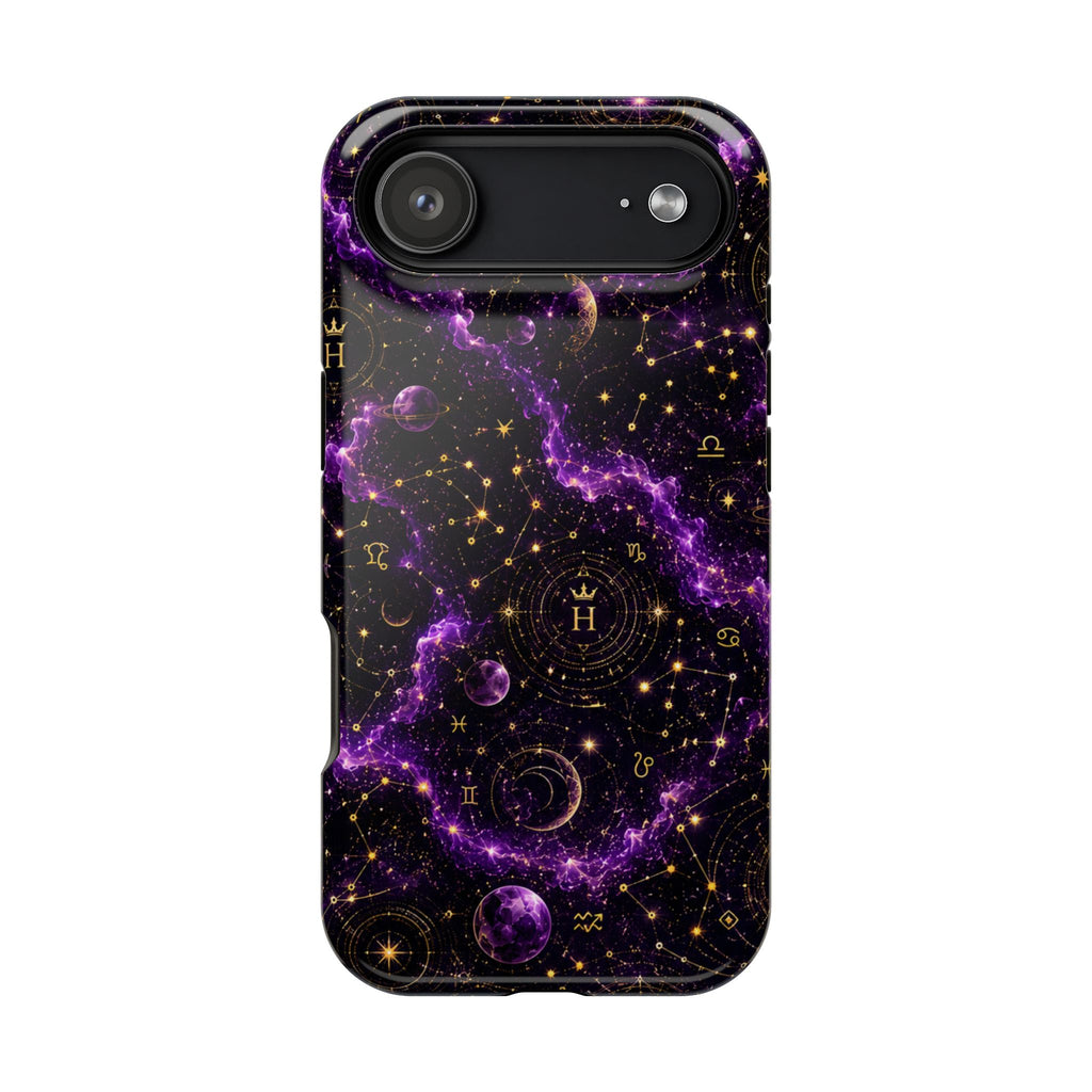 Aquarius Amethyst Birthstone Phone Case — Black Magnetic Impact-Resistant