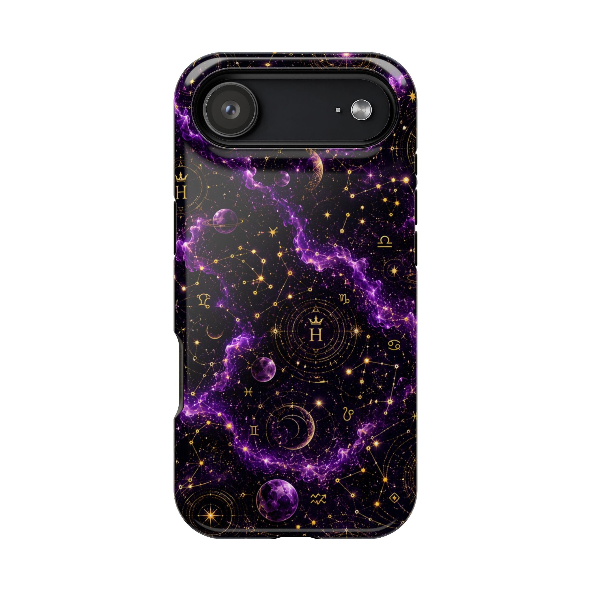 Aquarius Amethyst Birthstone Phone Case — Black Magnetic Impact-Resistant