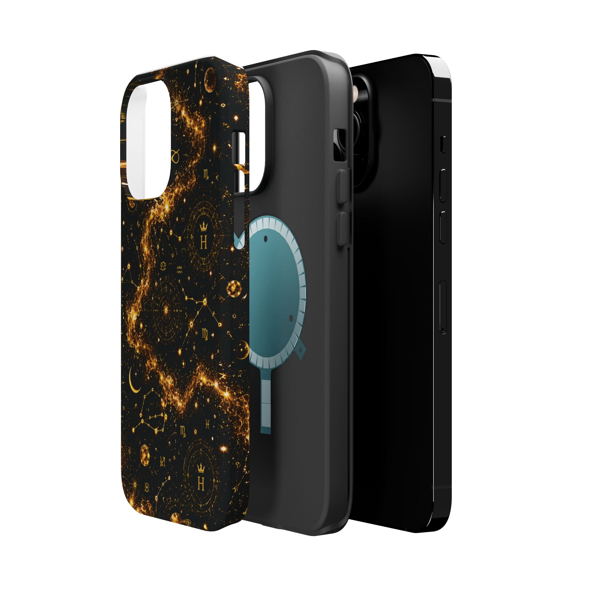 Galaxy Constellation Magnetic Phone Case — Gold Starfield Impact-Resistant