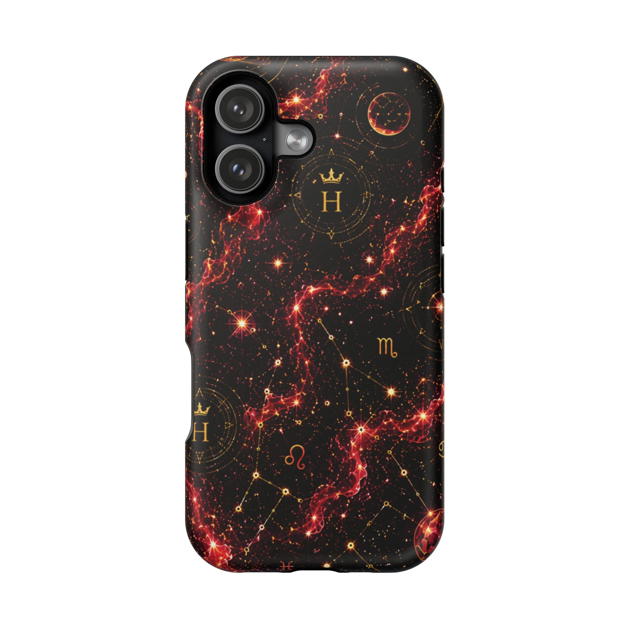Capricorn Garnet Birthstone Phone Case — Black Magnetic Impact-Resistant