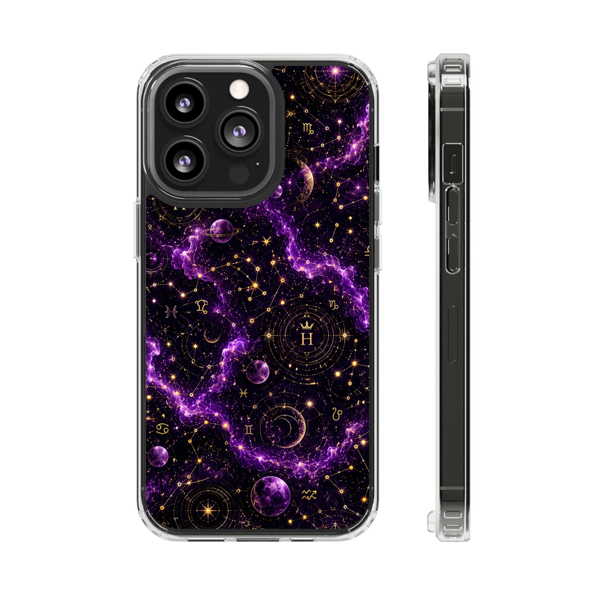 Aquarius Amethyst Birthstone Phone Case — Clear Magnetic Impact-Resistant