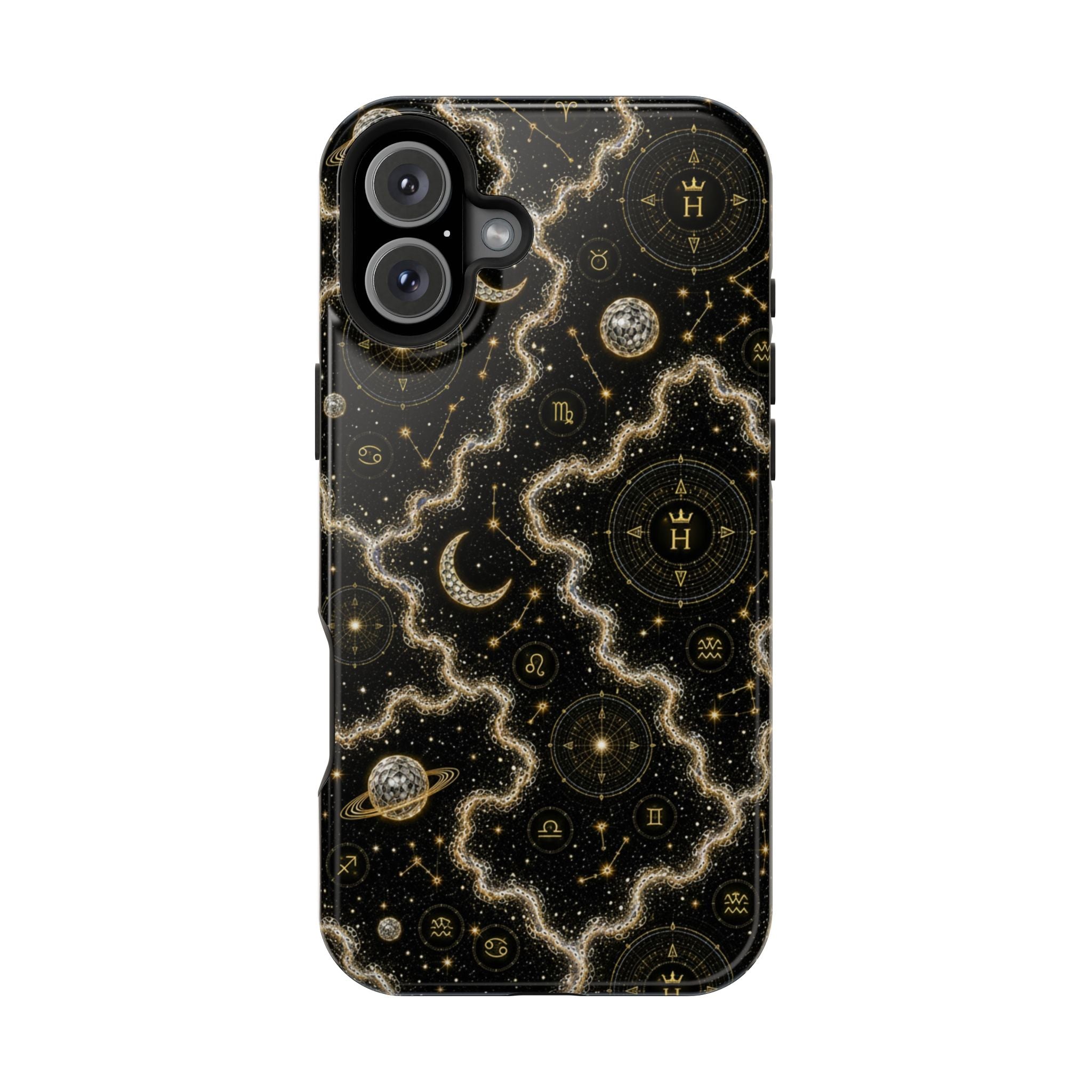 Aries Diamond Birthstone Phone Case — Black Magnetic Impact-Resistant