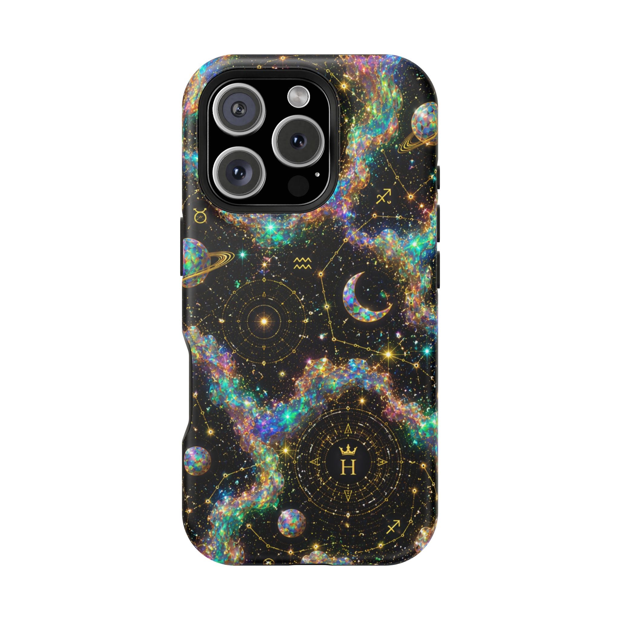 Libra Opal Birthstone Phone Case — Black Magnetic Impact-Resistant