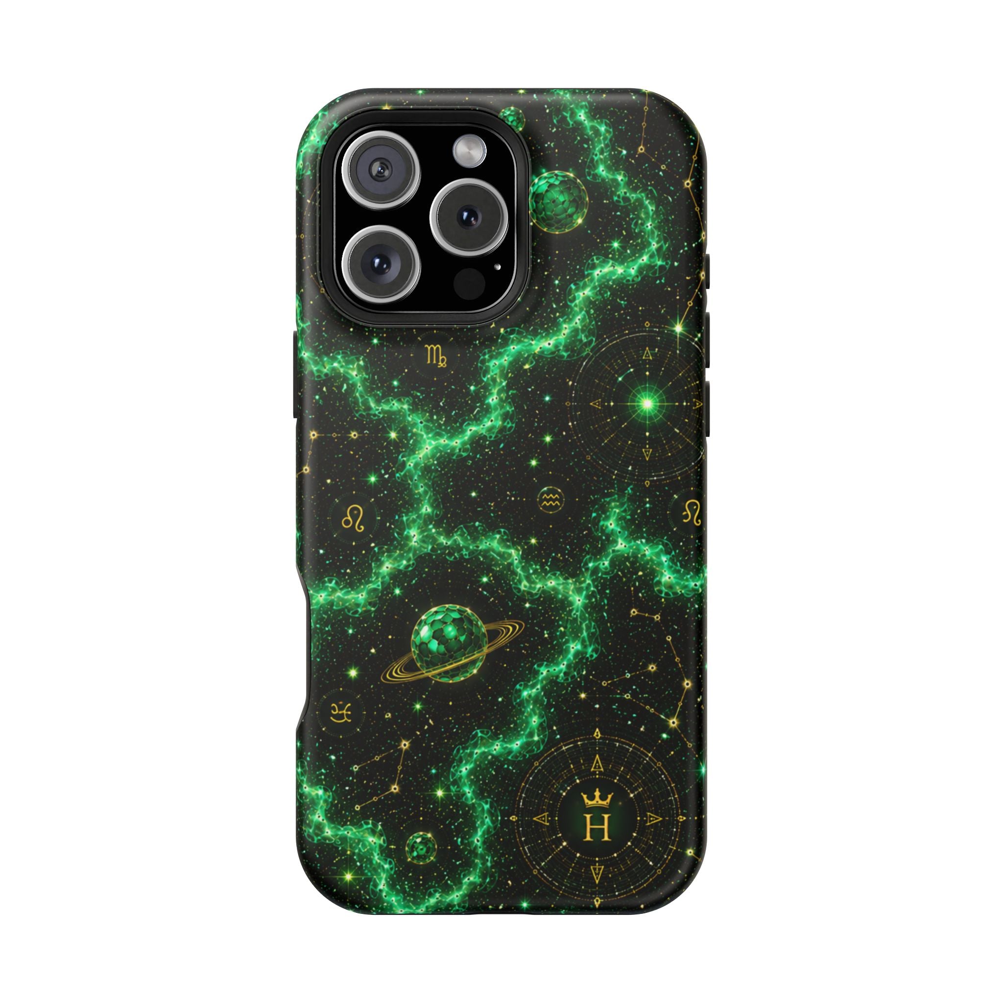 Taurus Emerald Birthstone Phone Case — Black Magnetic Impact-Resistant