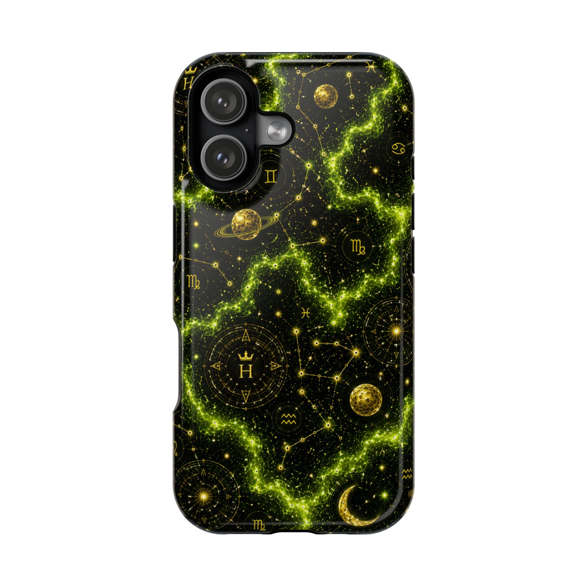 Astrology Nebula Magnetic Impact Phone Case — Gold Zodiac & Moon Design