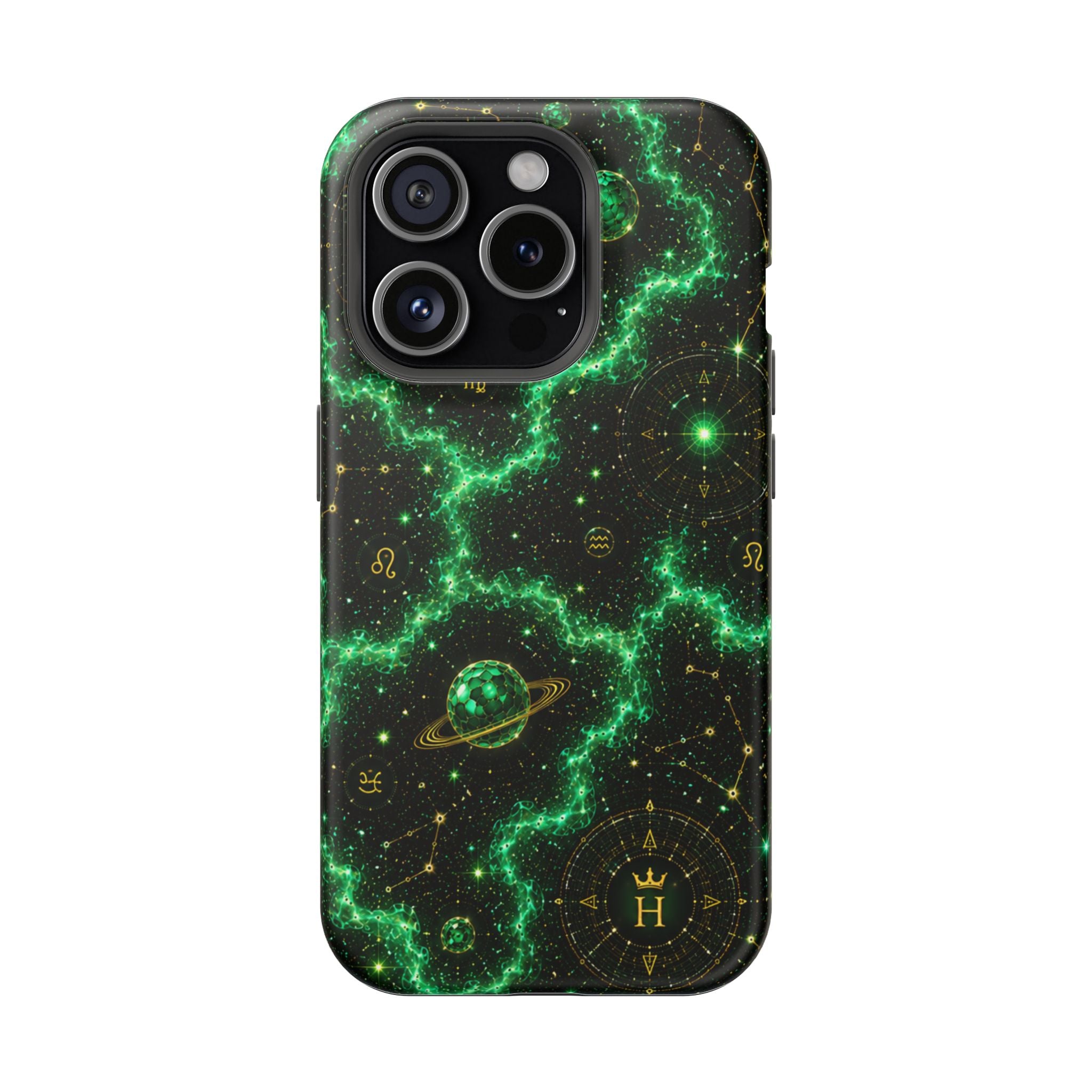 Taurus Emerald Birthstone Phone Case — Black Magnetic Impact-Resistant
