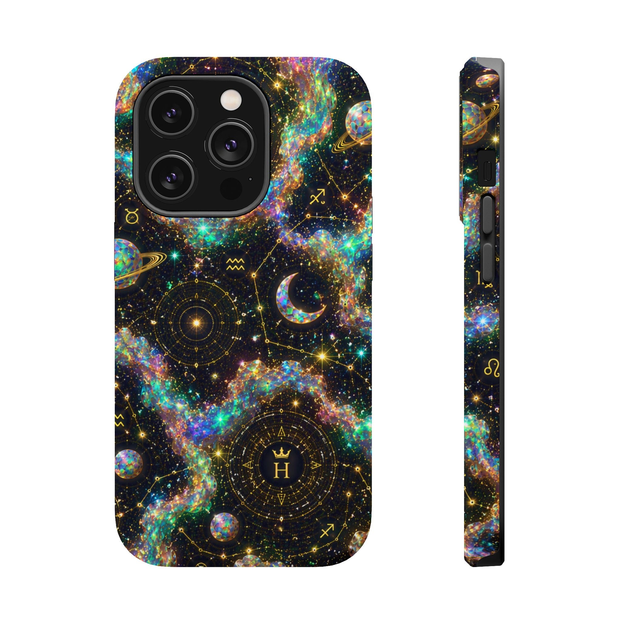 Libra Opal Birthstone Phone Case — Black Magnetic Impact-Resistant