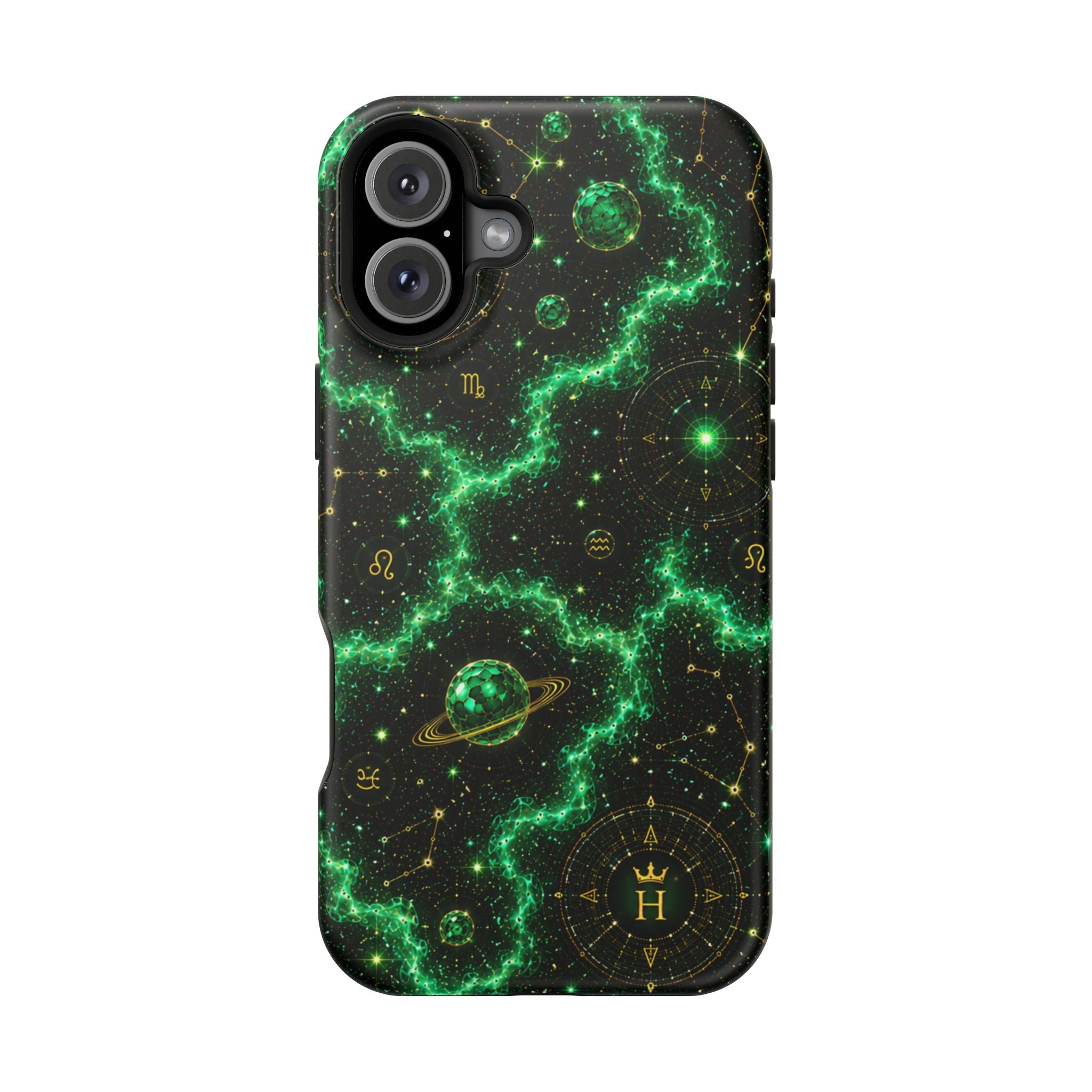 Taurus Emerald Birthstone Phone Case — Black Magnetic Impact-Resistant