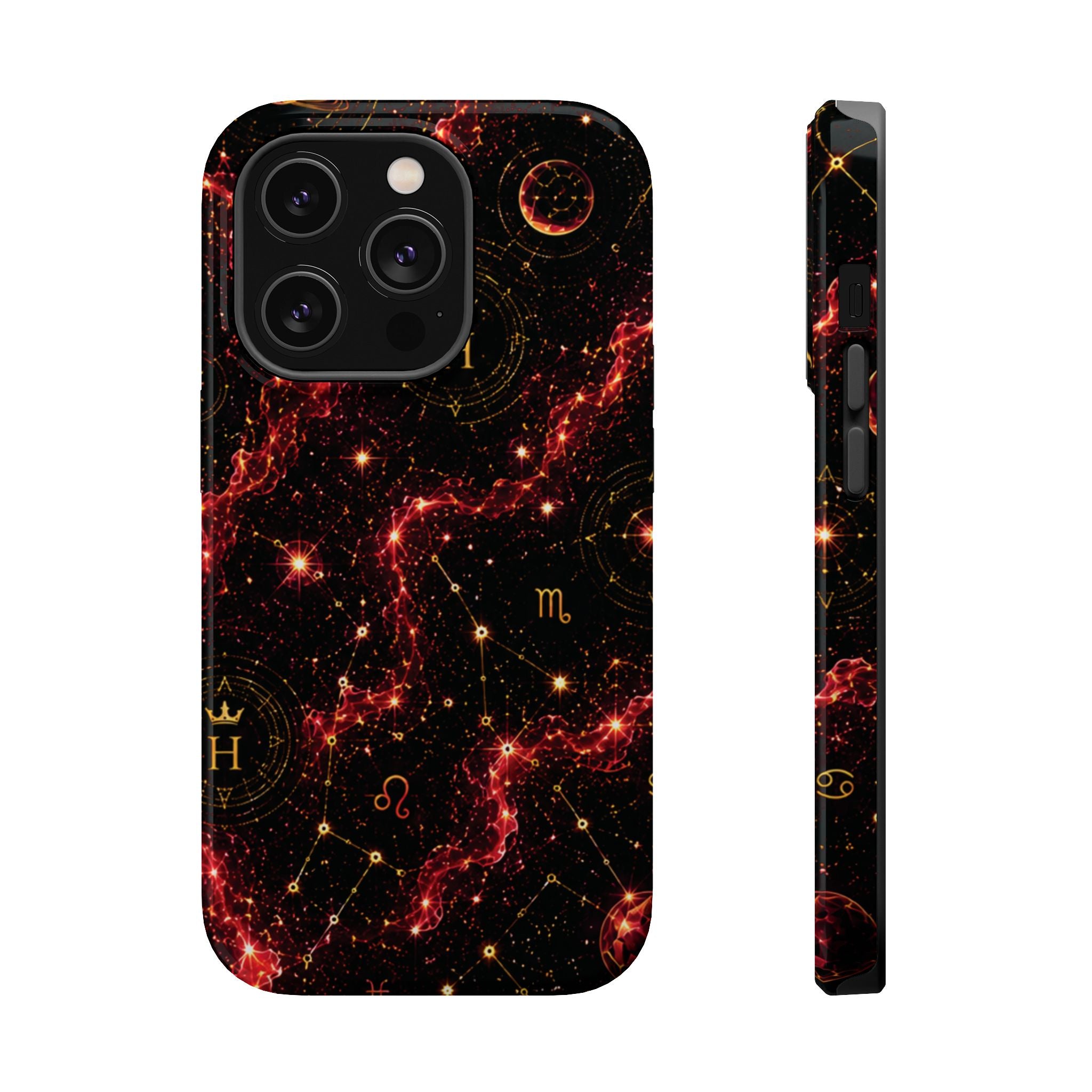 Capricorn Garnet Birthstone Phone Case — Black Magnetic Impact-Resistant