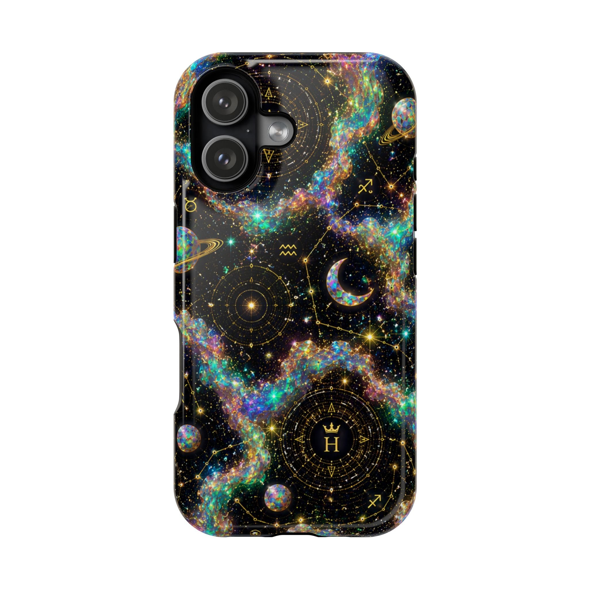 Libra Opal Birthstone Phone Case — Black Magnetic Impact-Resistant