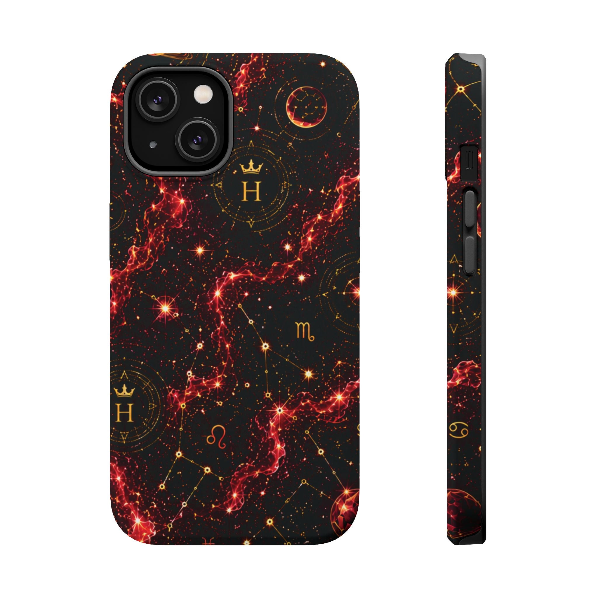 Capricorn Garnet Birthstone Phone Case — Black Magnetic Impact-Resistant